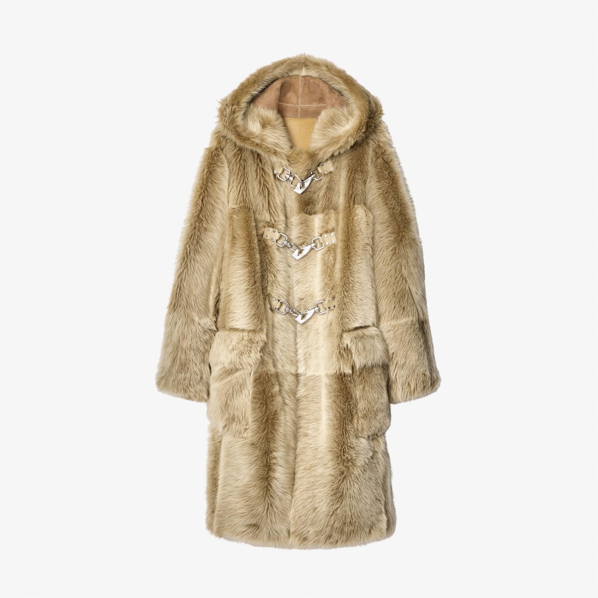 Burberry Pel Shearling Duffle Kadın Kahverengi Yün Mont