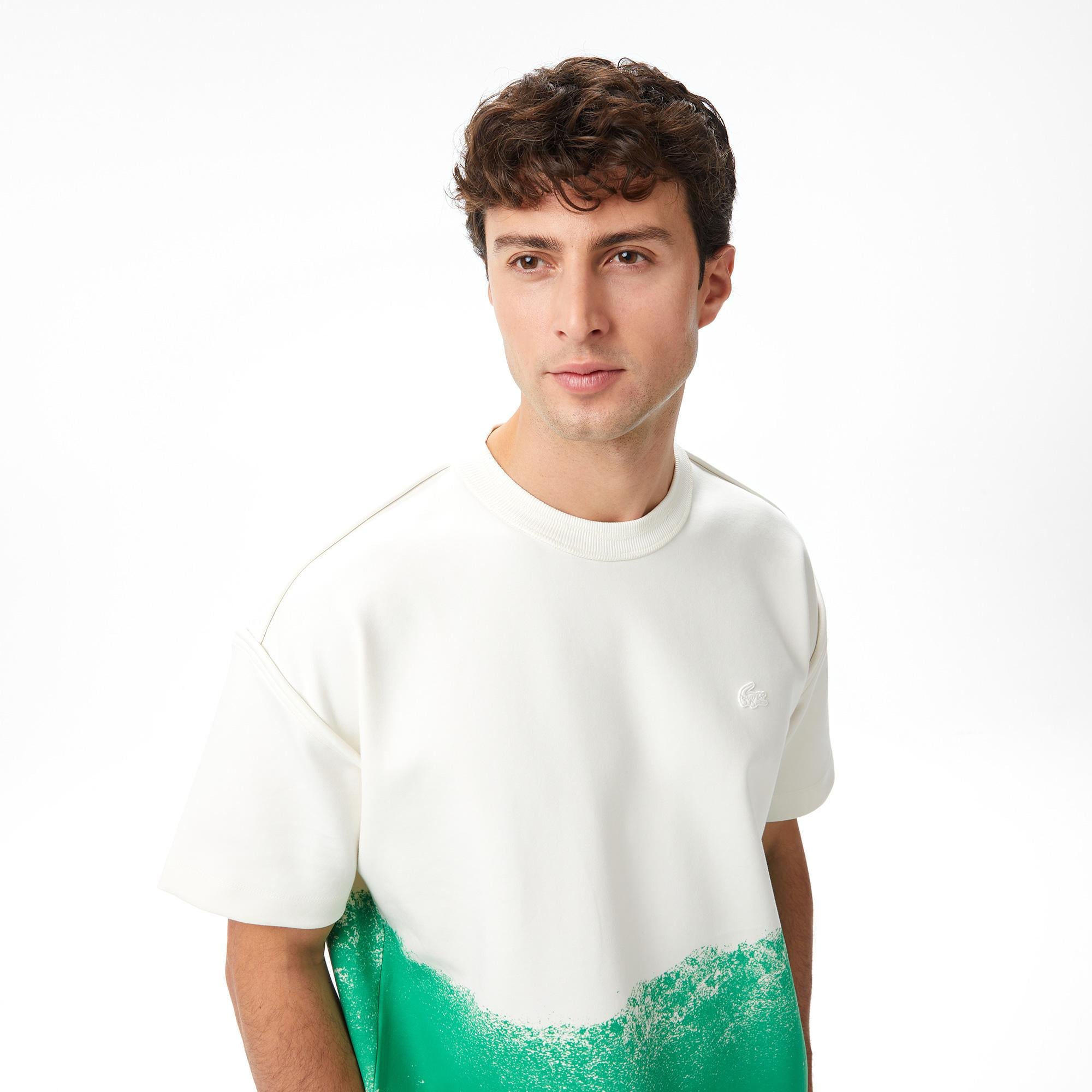 Lacoste x House of SuperStep Renk Bloklu Erkek Yeşil T-Shirt