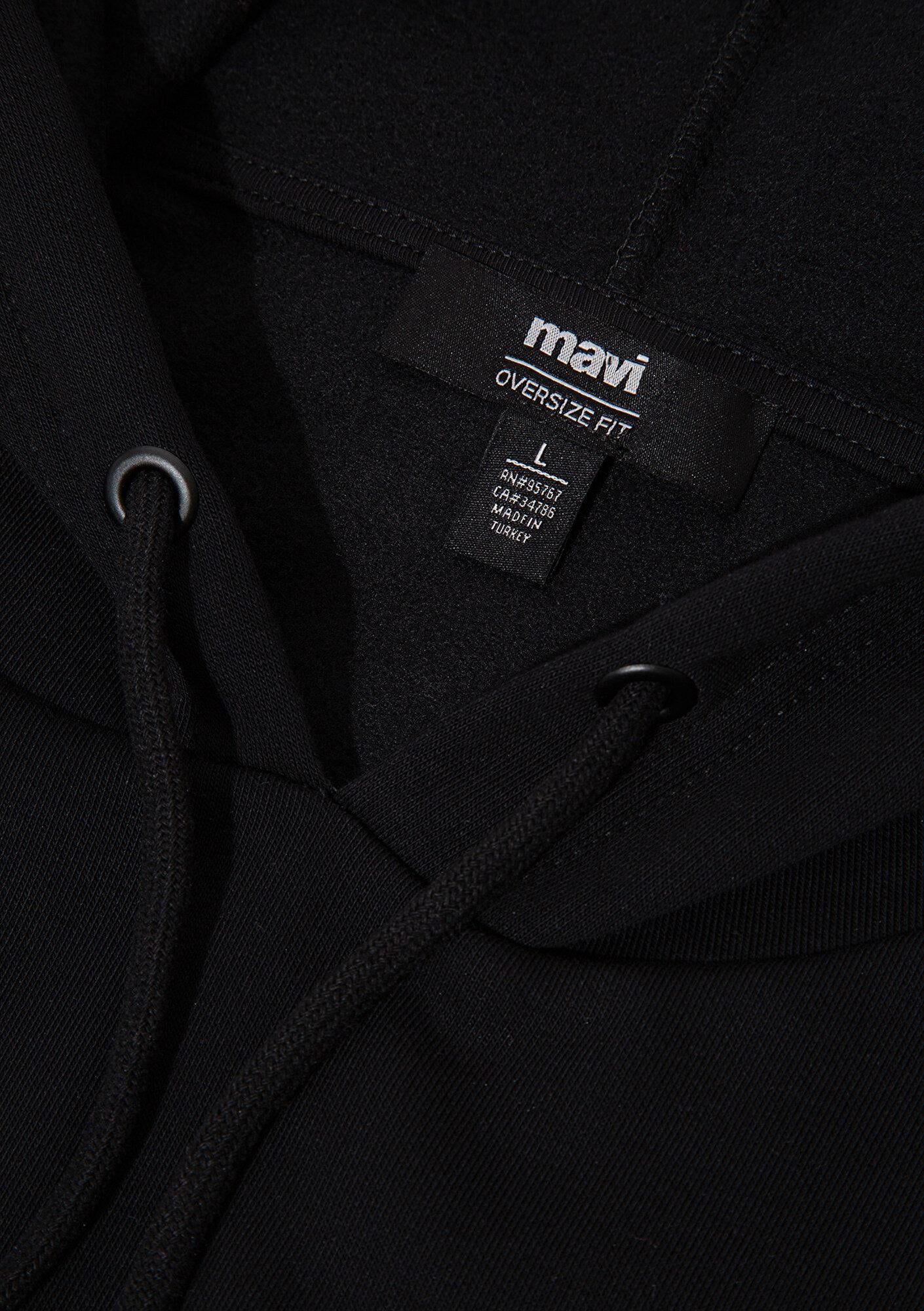 Mavi Mavi Logo Baskılı Kapüşonlu Siyah Sweatshirt 067149-902