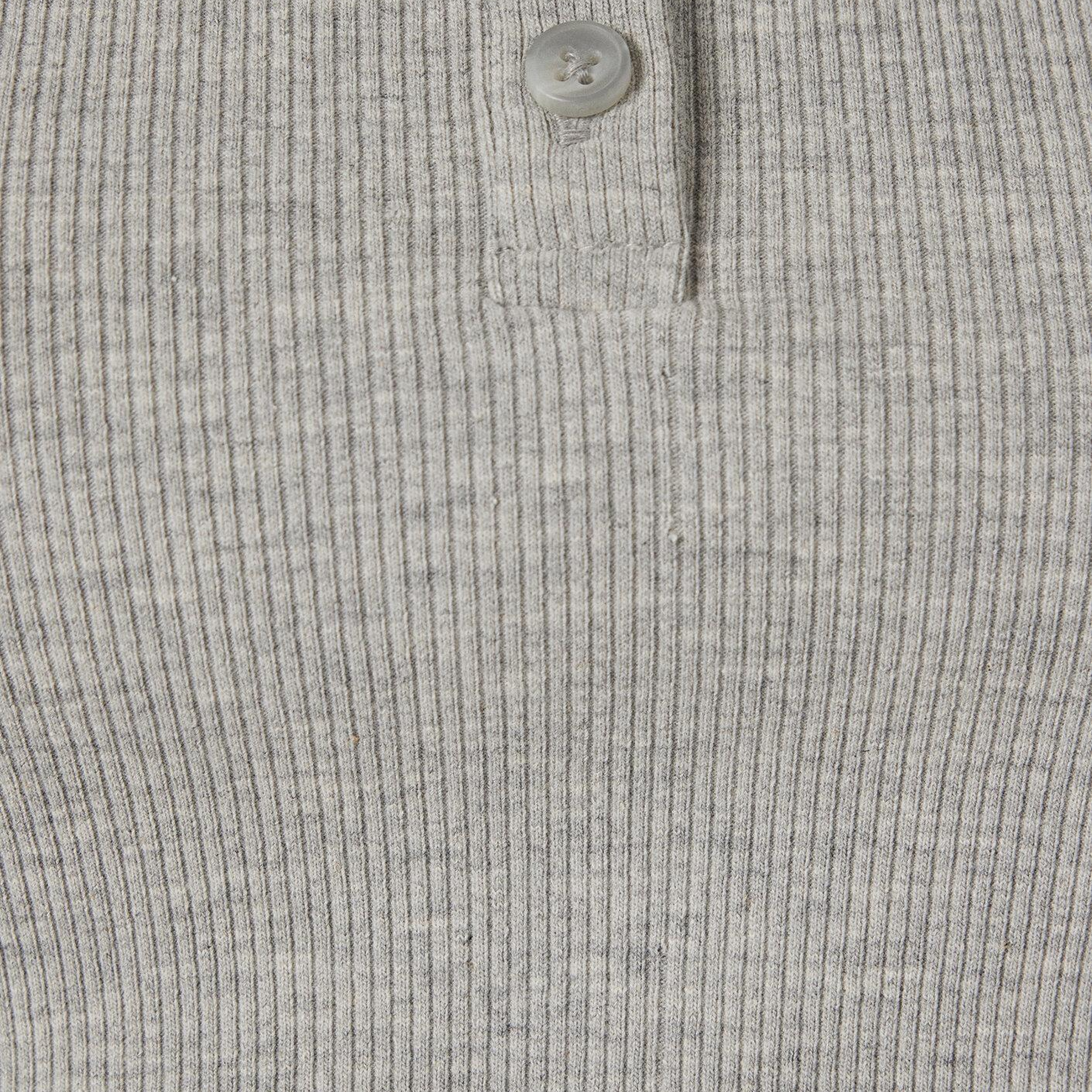 Mavi Uzun Kollu Bağcık Detaylı Gri Tişört Fitted / Vücuda Oturan Kesim 1613768-80196