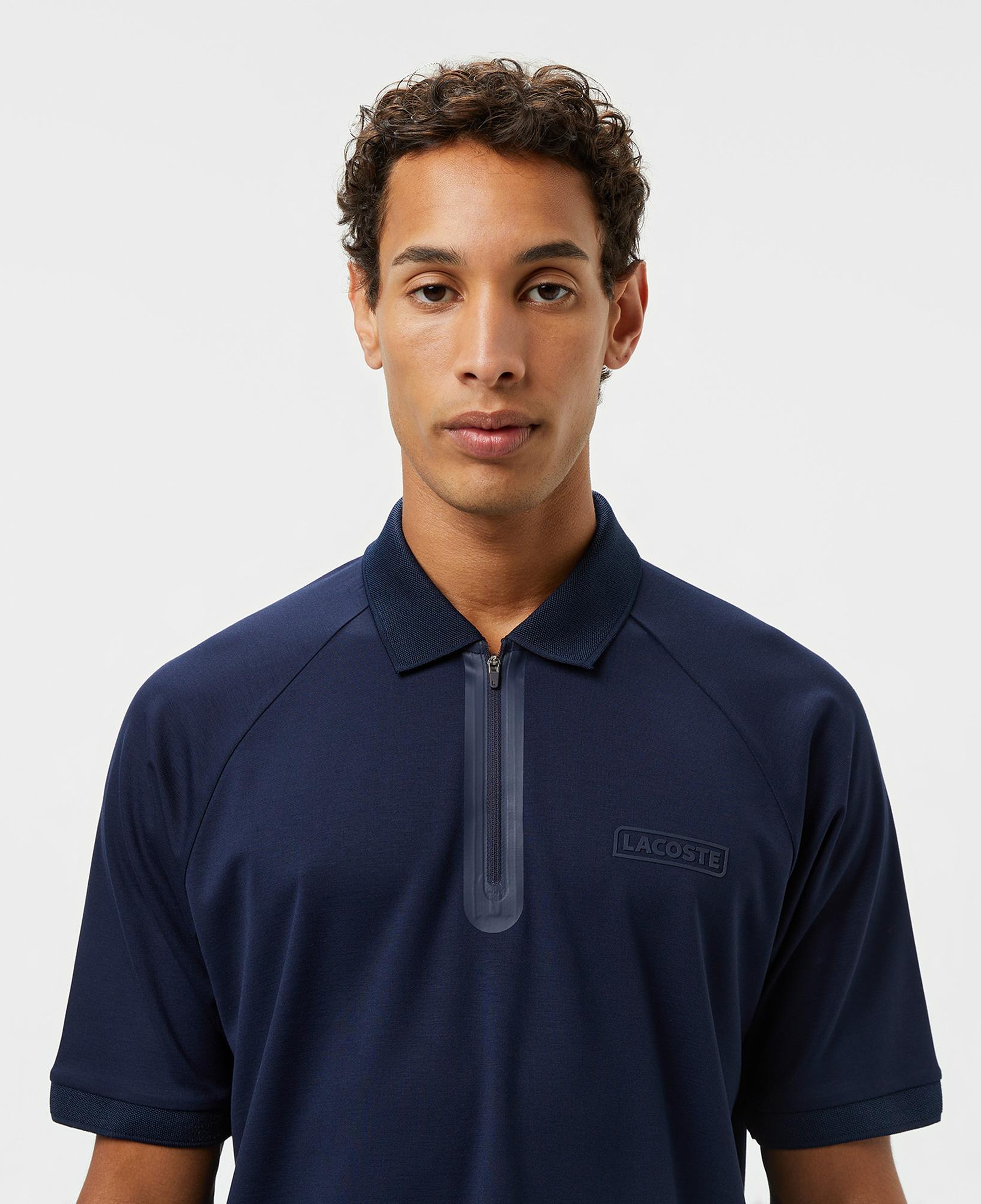 Erkek Oversize Fit Yarım Fermuarlı Lacivert Polo