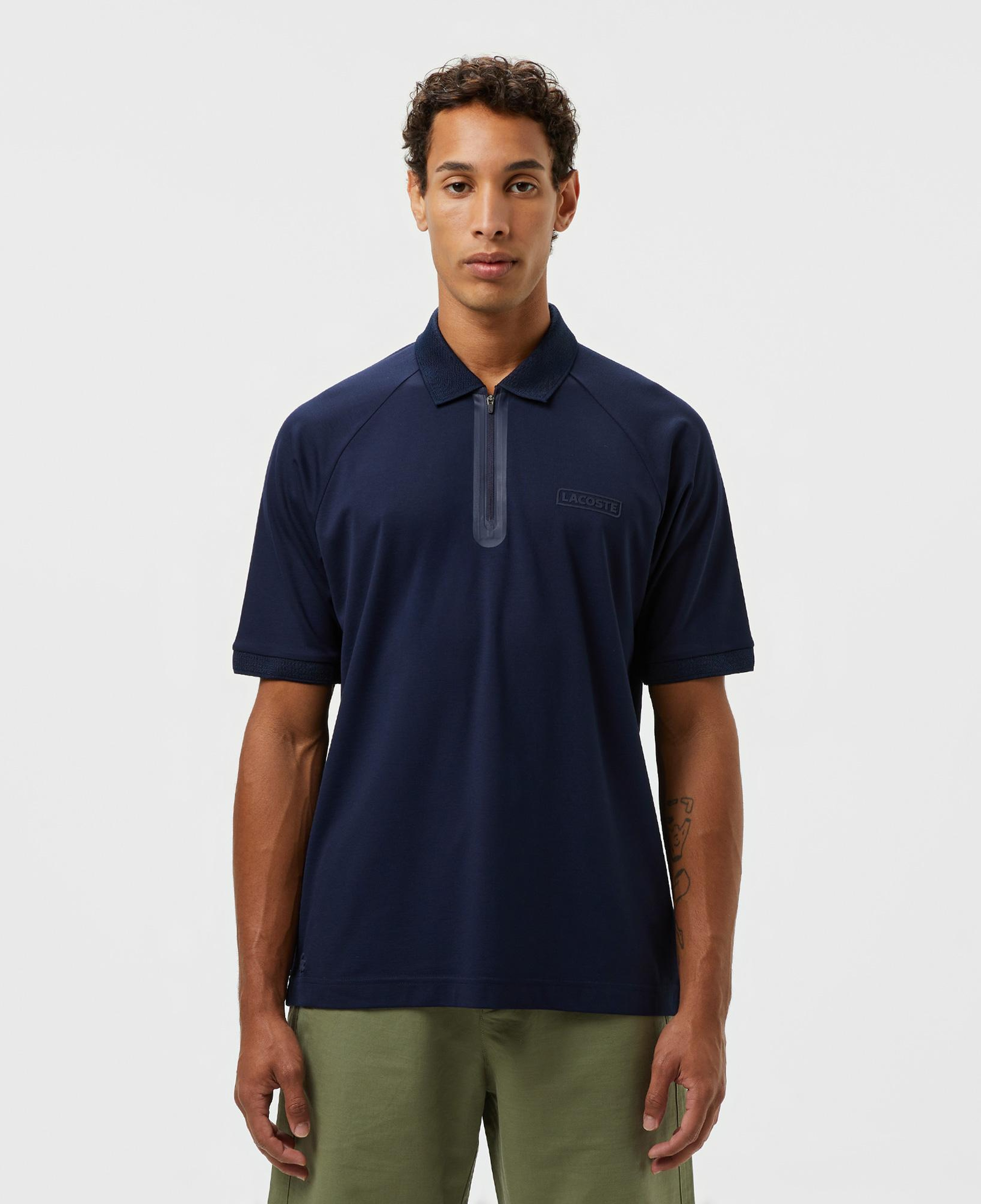 Erkek Oversize Fit Yarım Fermuarlı Lacivert Polo