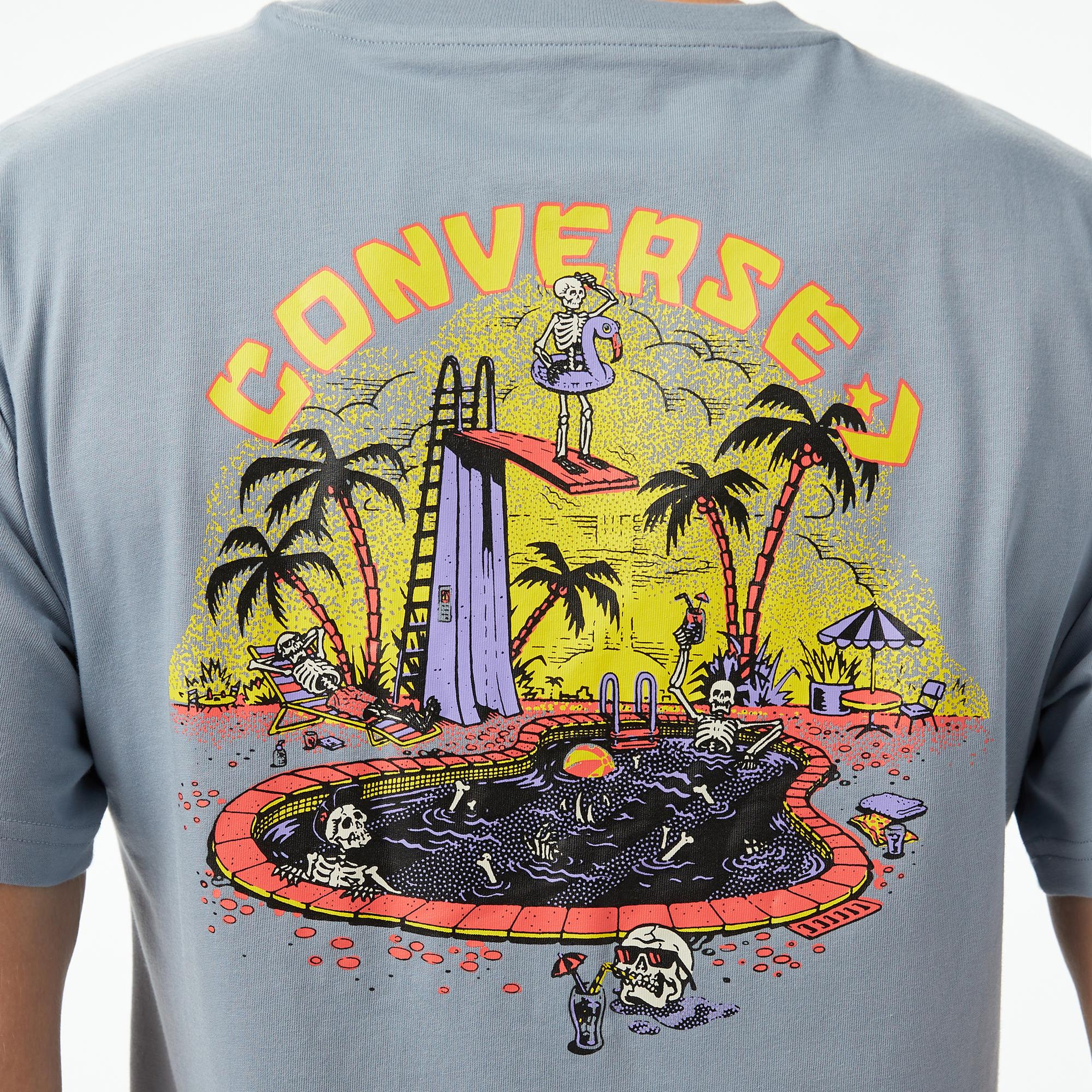 Converse Skeleton Party Erkek Mavi T-Shirt