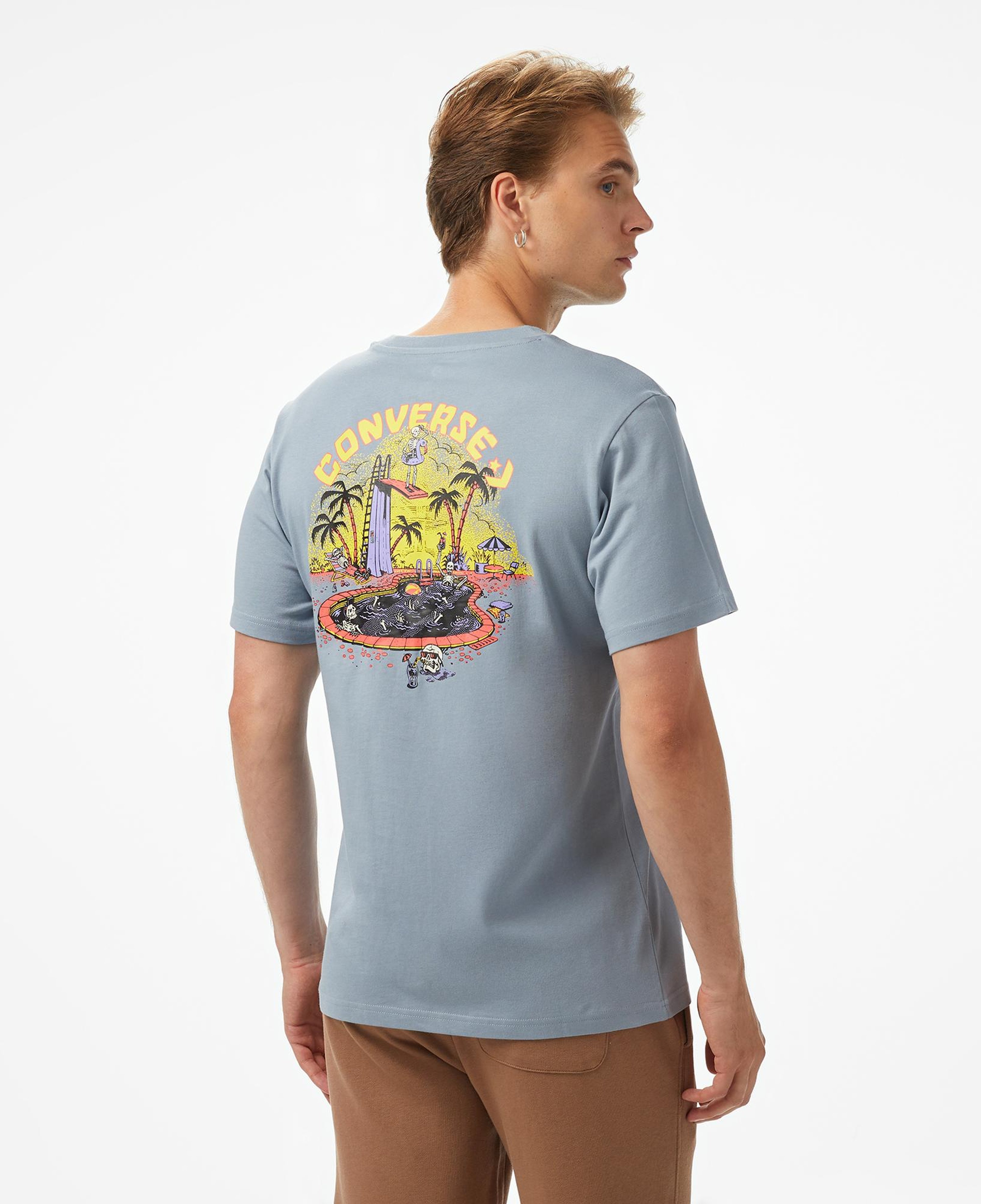 Converse Skeleton Party Erkek Mavi T-Shirt