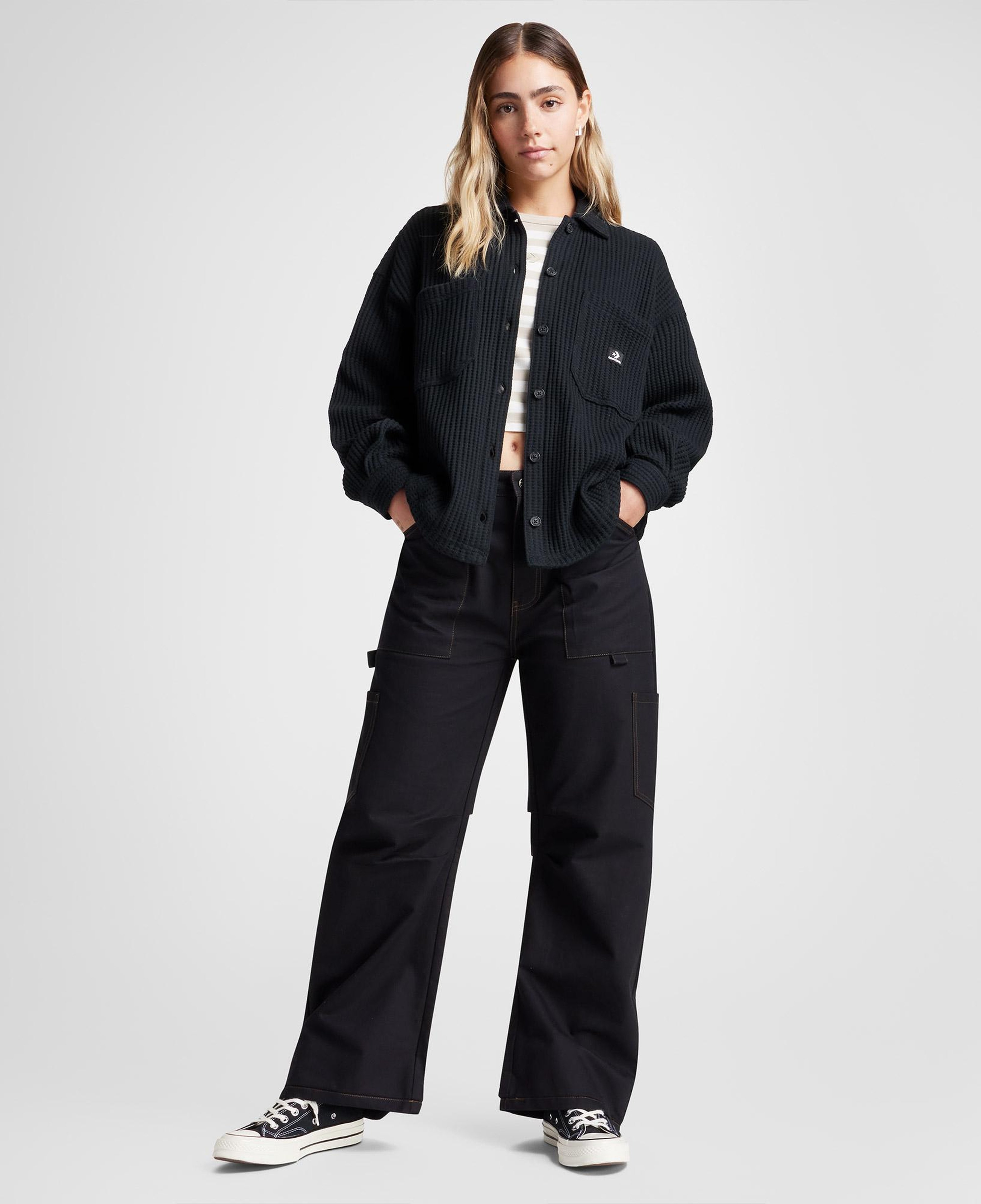 Converse Classic Kadın Oversize Fit Siyah Gömlek