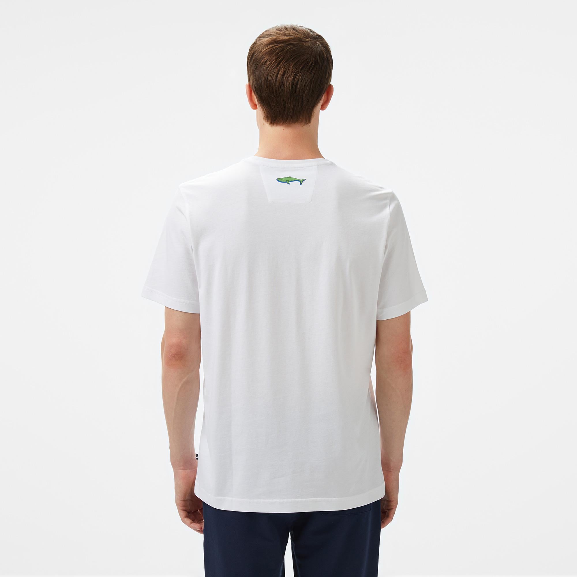 Nautica Erkek Beyaz Regular Fit Baskılı T-Shirt