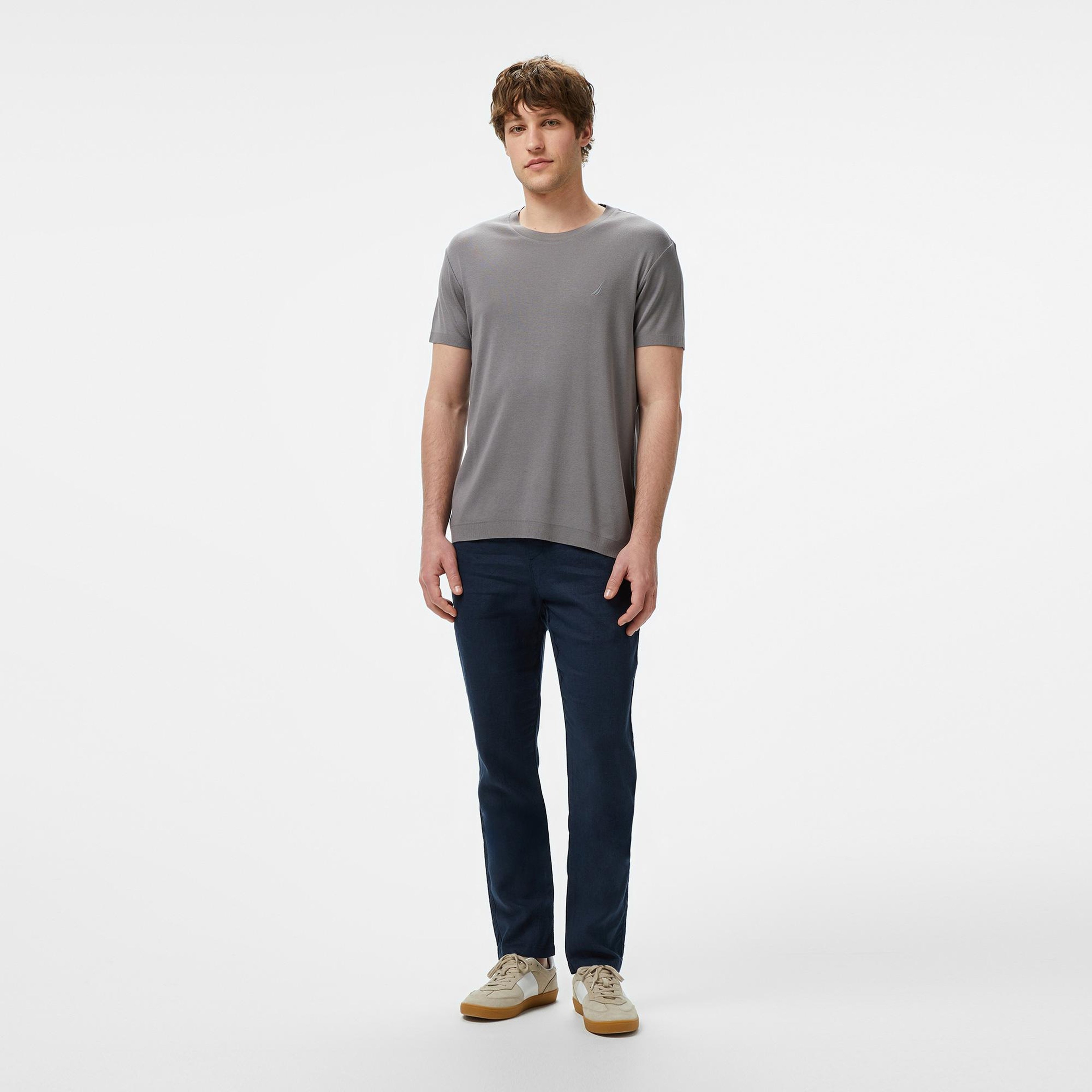 Nautica Erkek Gri Regular Fit Modal Karışımlı T-Shirt