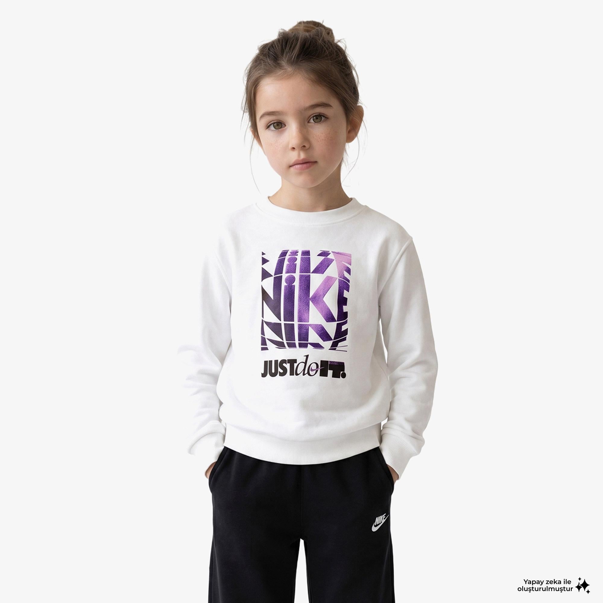 Nike Sportswear Club Crew Çocuk Beyaz Sweatshirt