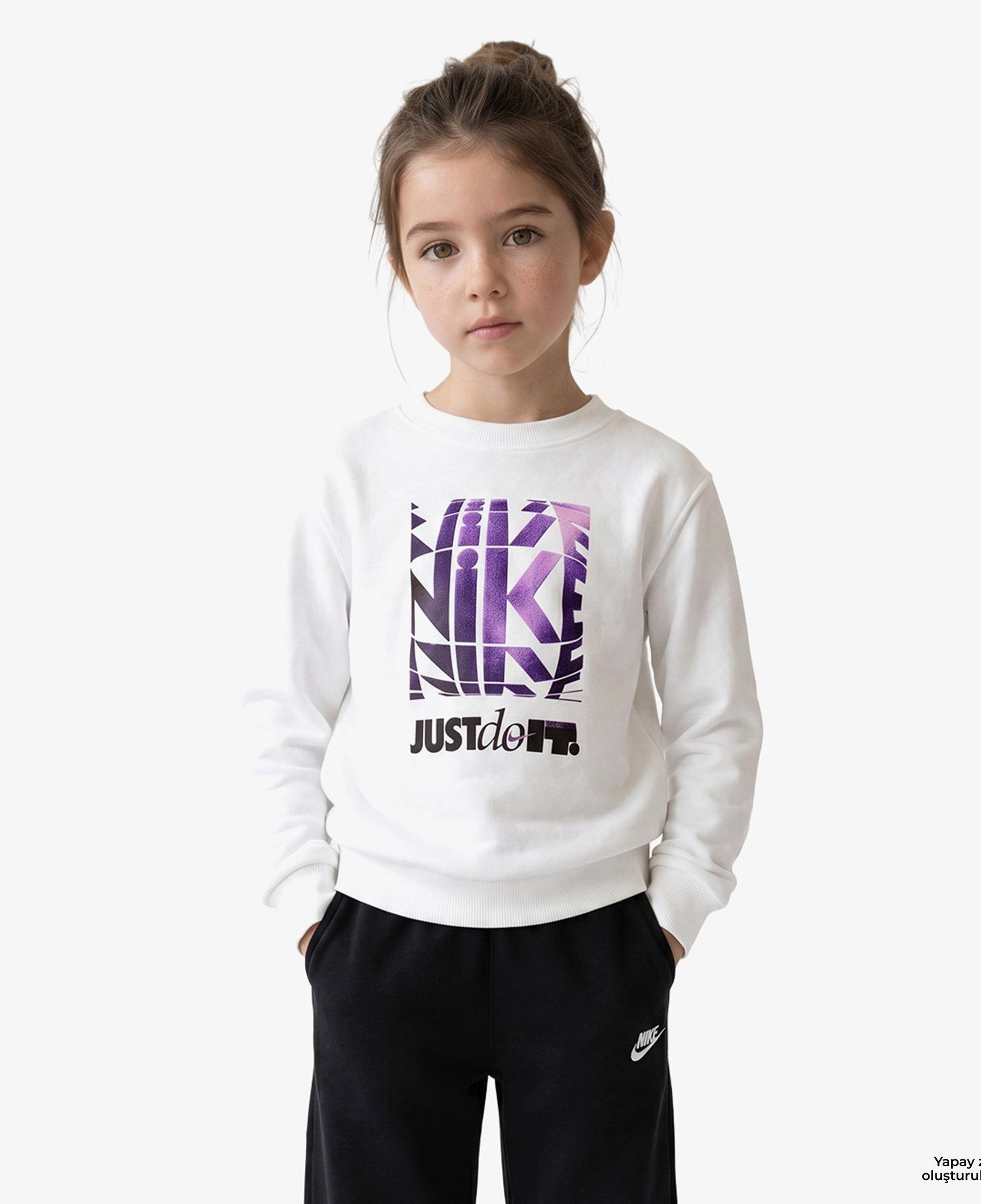 Nike Sportswear Club Crew Çocuk Beyaz Sweatshirt