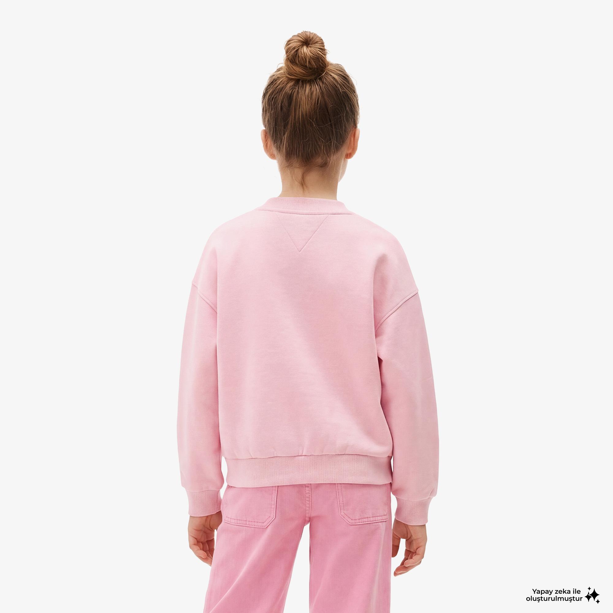 Tommy Hilfiger Flower Çocuk Pembe Sweatshirt