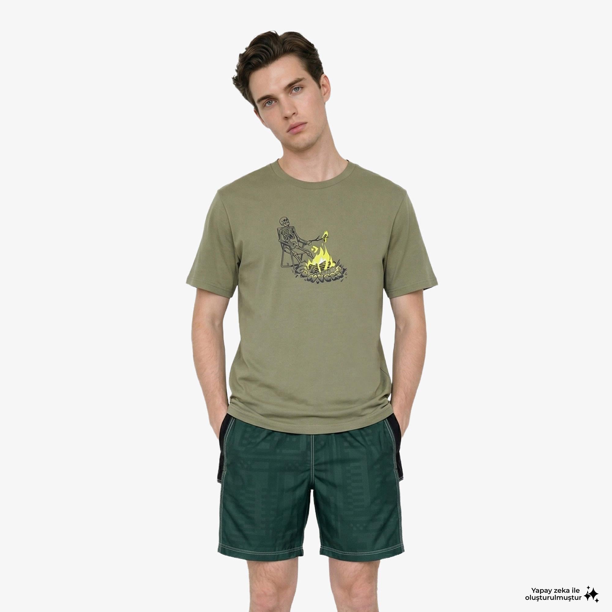 Converse Sizzling Skeleton Erkek Haki T-Shirt