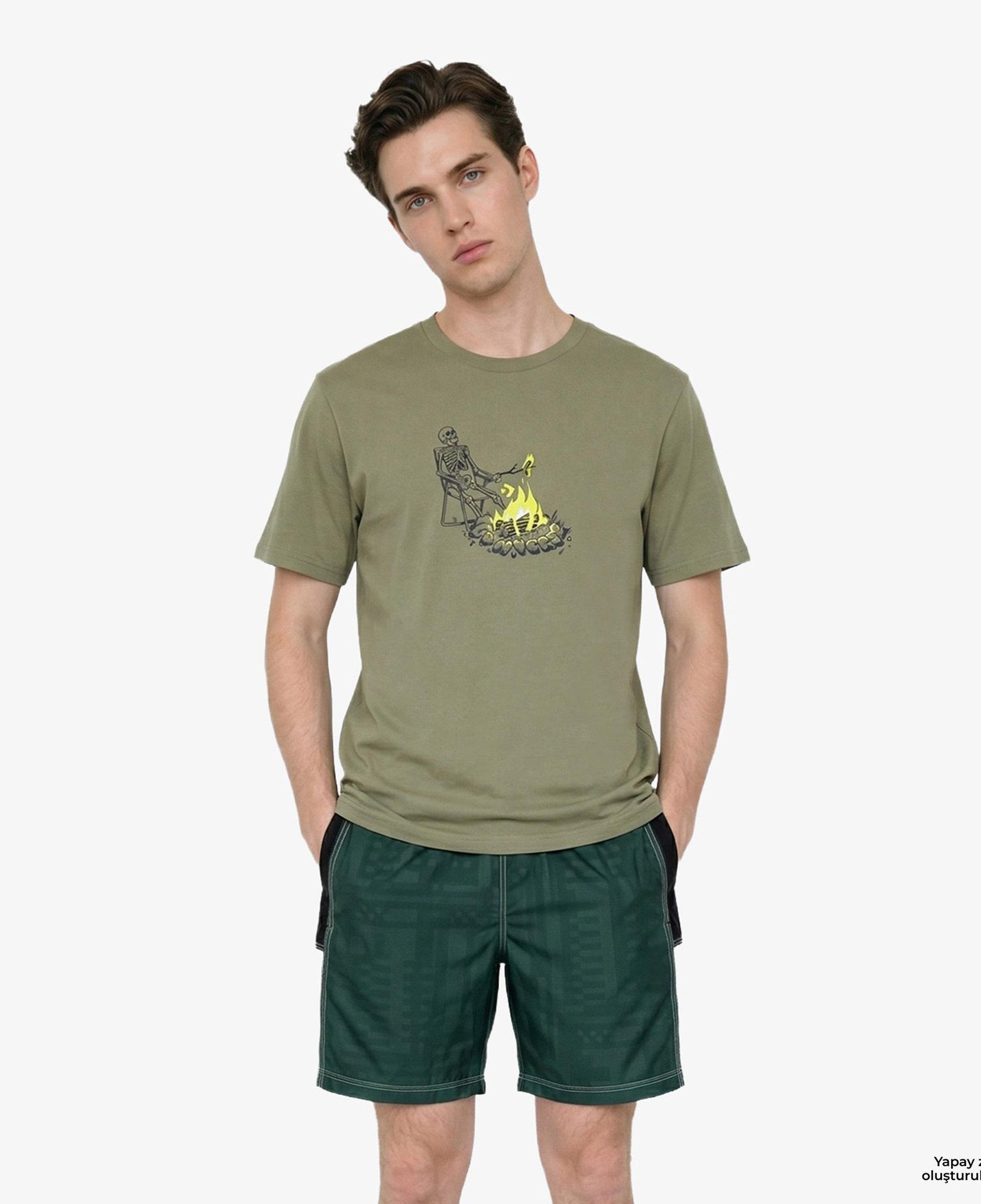 Converse Sizzling Skeleton Erkek Haki T-Shirt