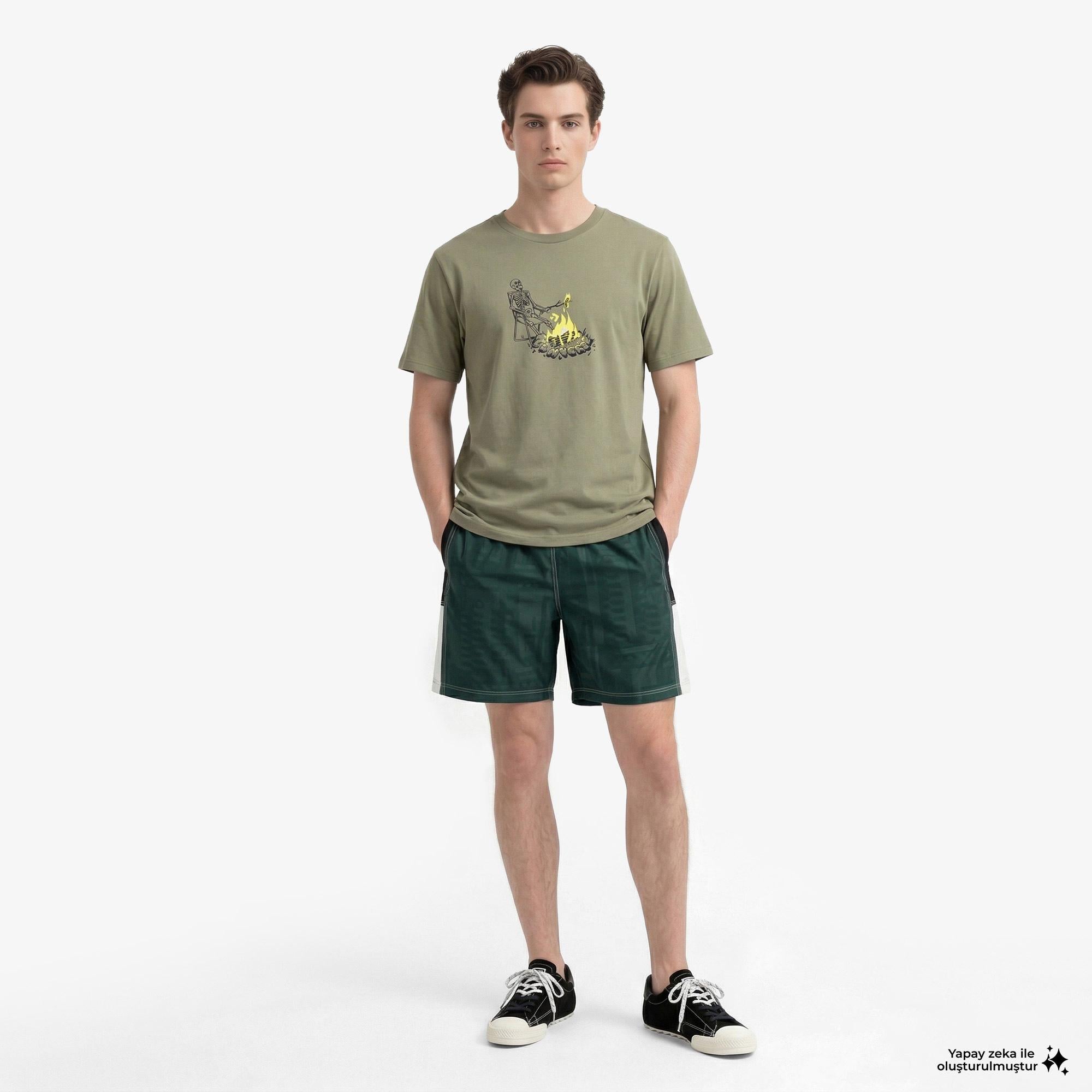 Converse Sizzling Skeleton Erkek Haki T-Shirt
