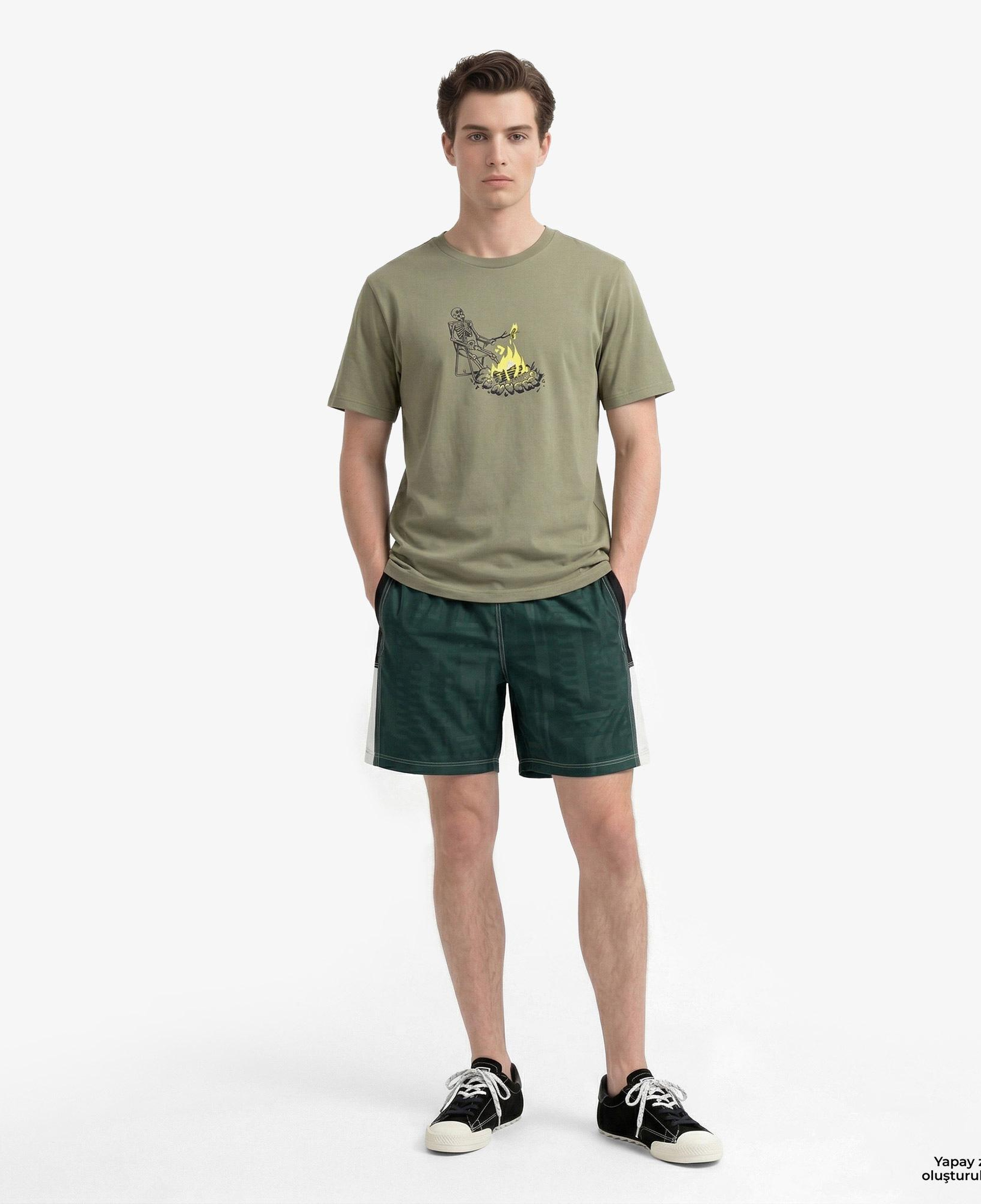 Converse Sizzling Skeleton Erkek Haki T-Shirt