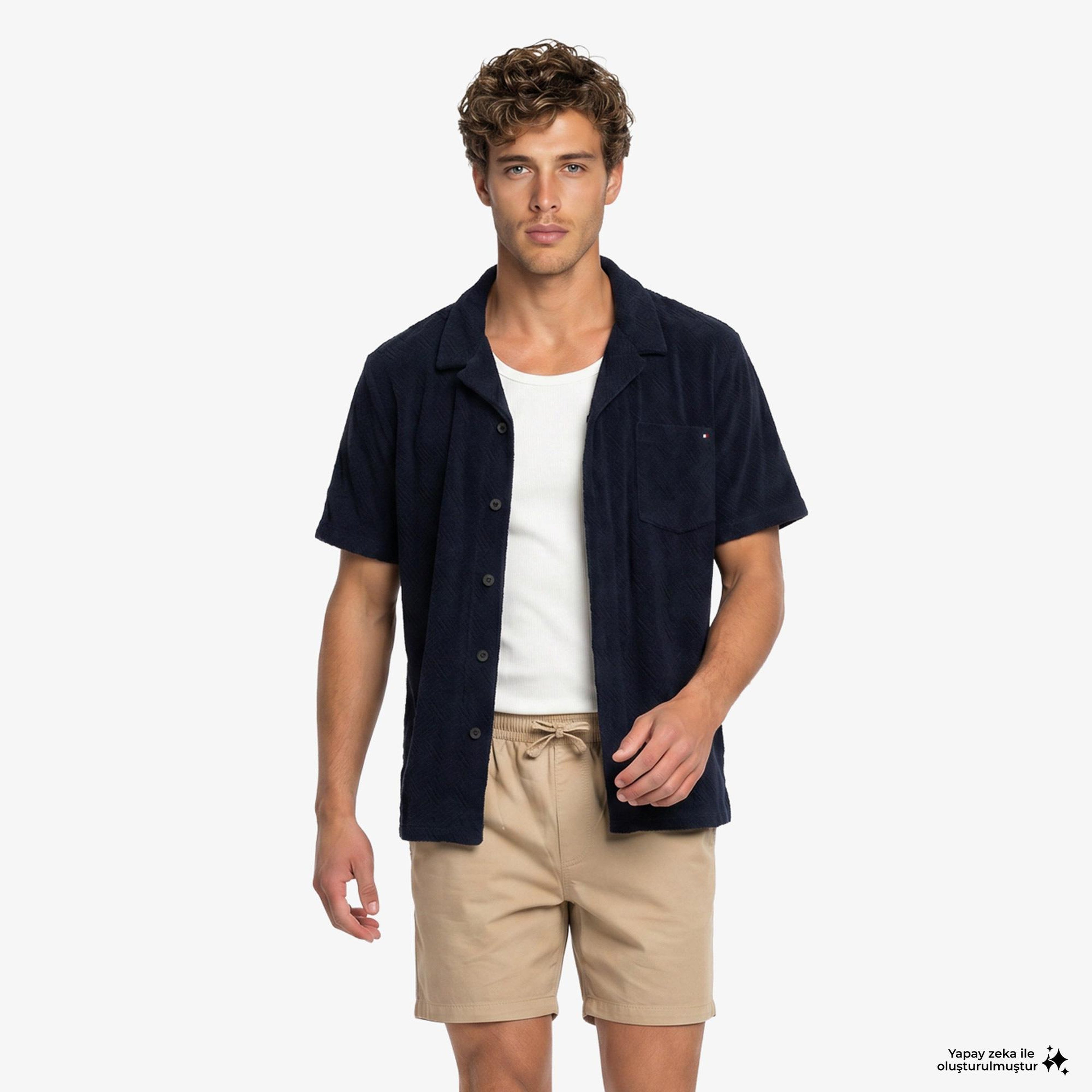 Tommy Hilfiger Essentials-C Erkek Lacivert Crop T-Shirt