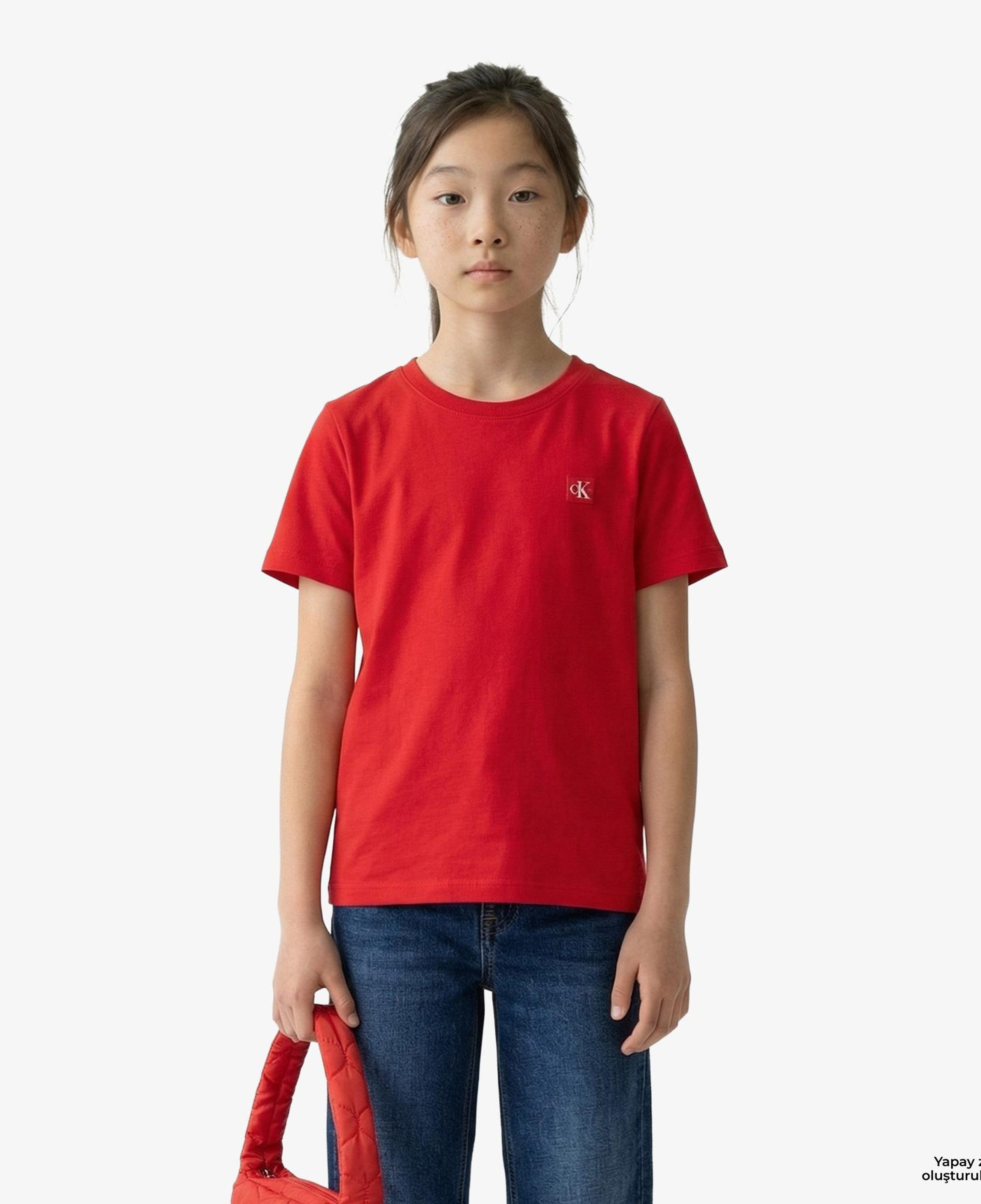 Calvin Klein Mono Mini Badge Reg Çocuk Kırmızı T-Shirt