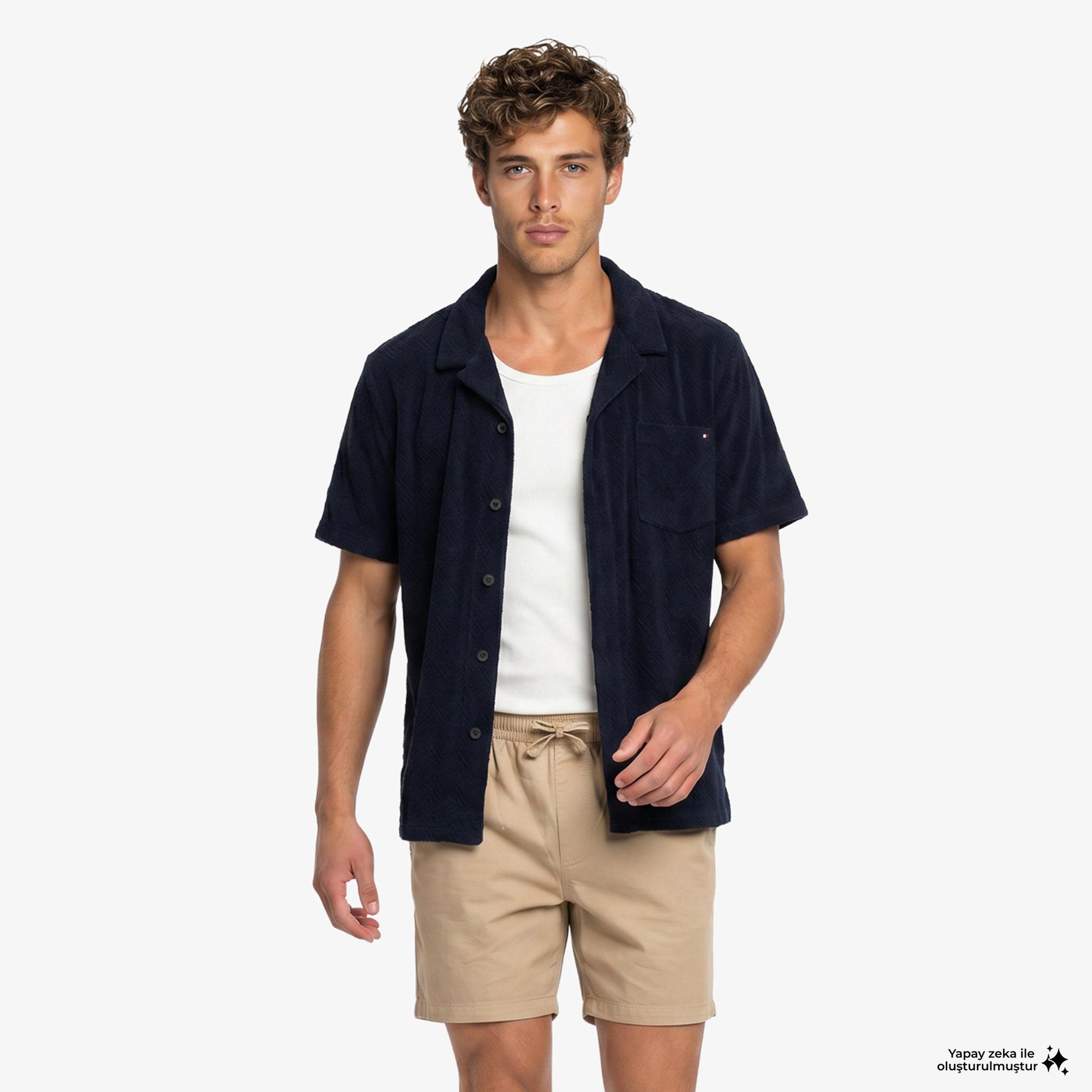 Tommy Hilfiger Essentials-C Erkek Lacivert Crop T-Shirt