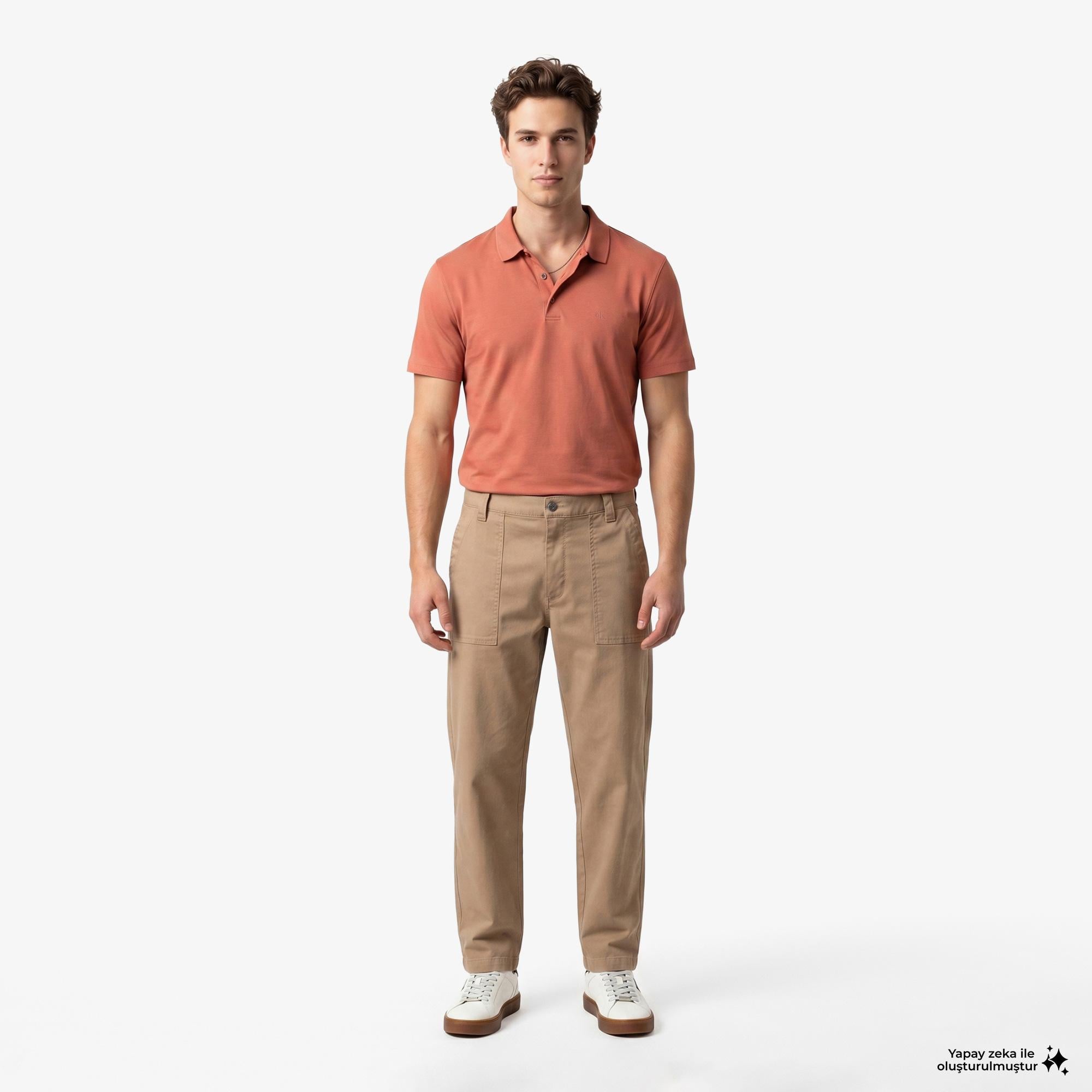 Calvin Klein Supima Chest Emb Erkek Kahverengi Polo