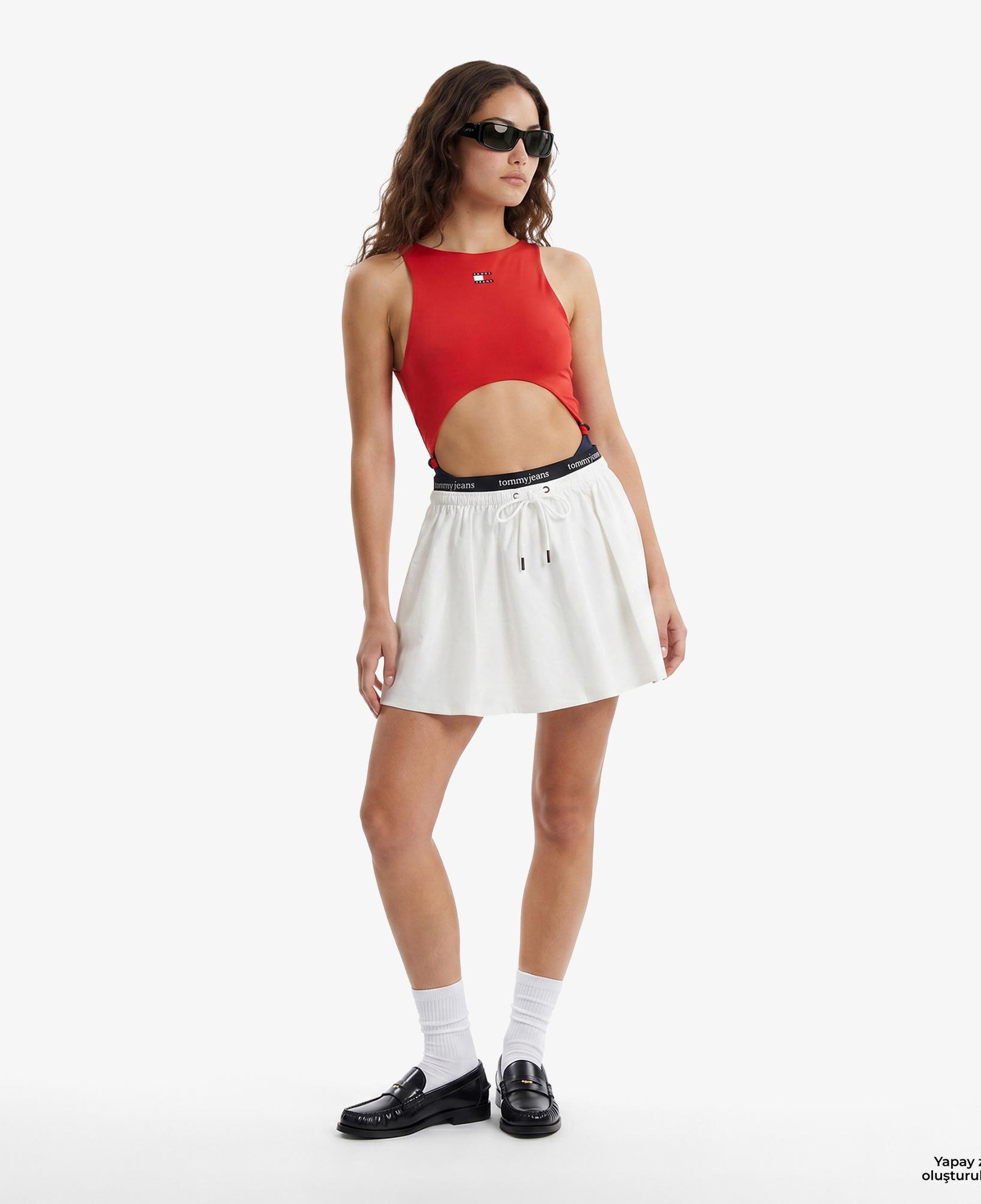 Tommy Hilfiger Logo Tape Kadın Beyaz Etek