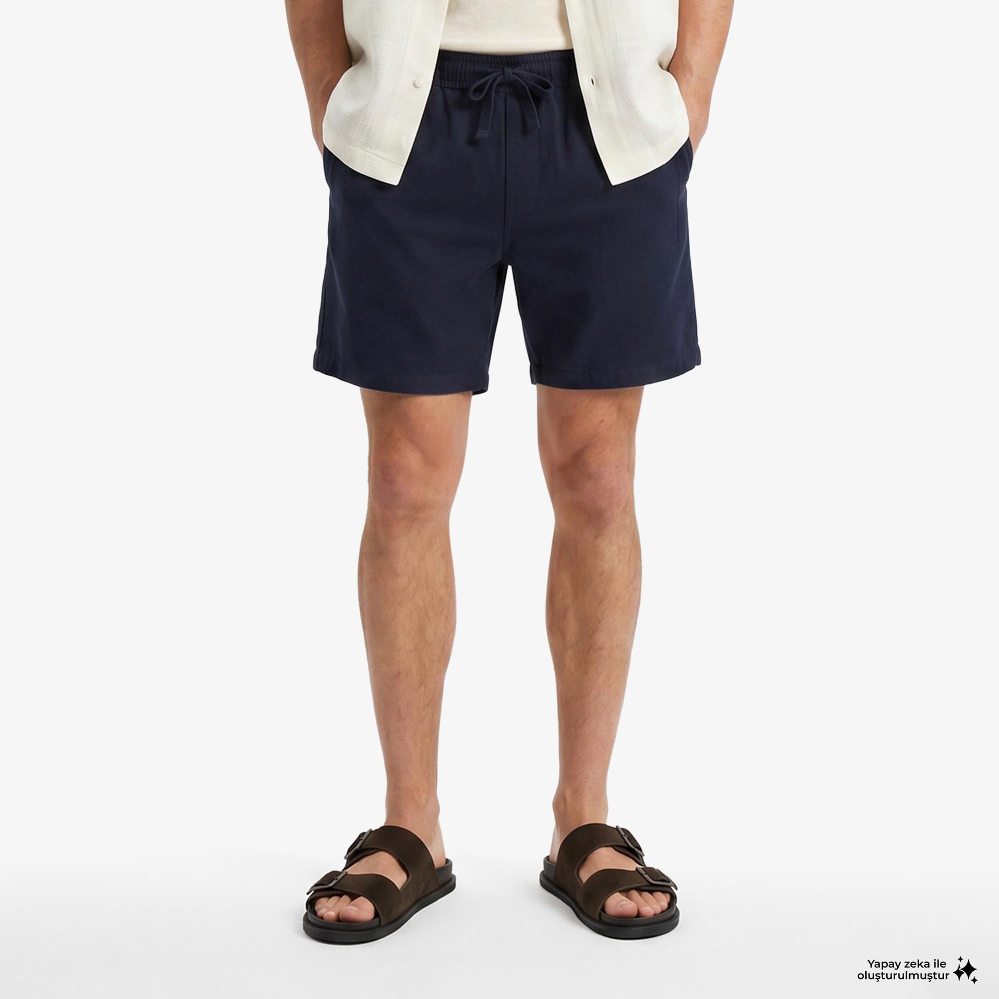 Tommy Hilfiger Beach Erkek Lacivert Keten Şort