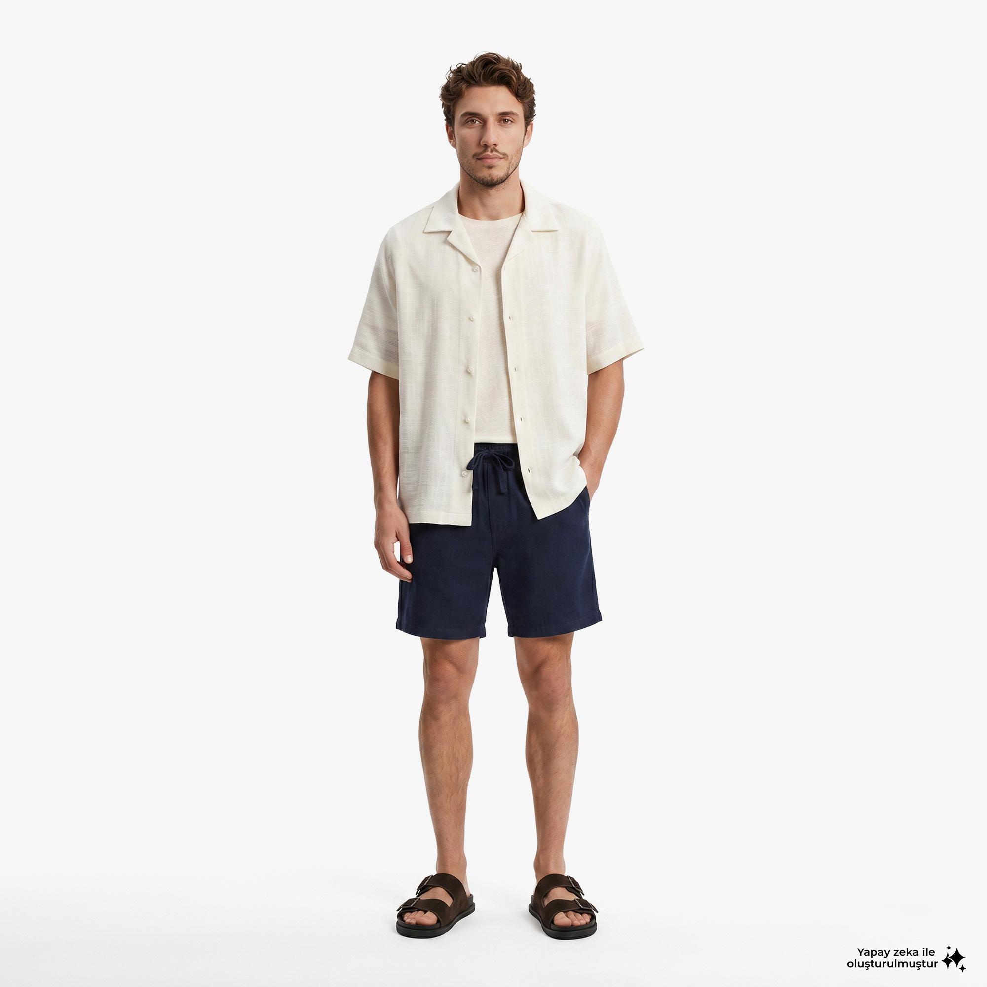 Tommy Hilfiger Beach Erkek Lacivert Keten Şort