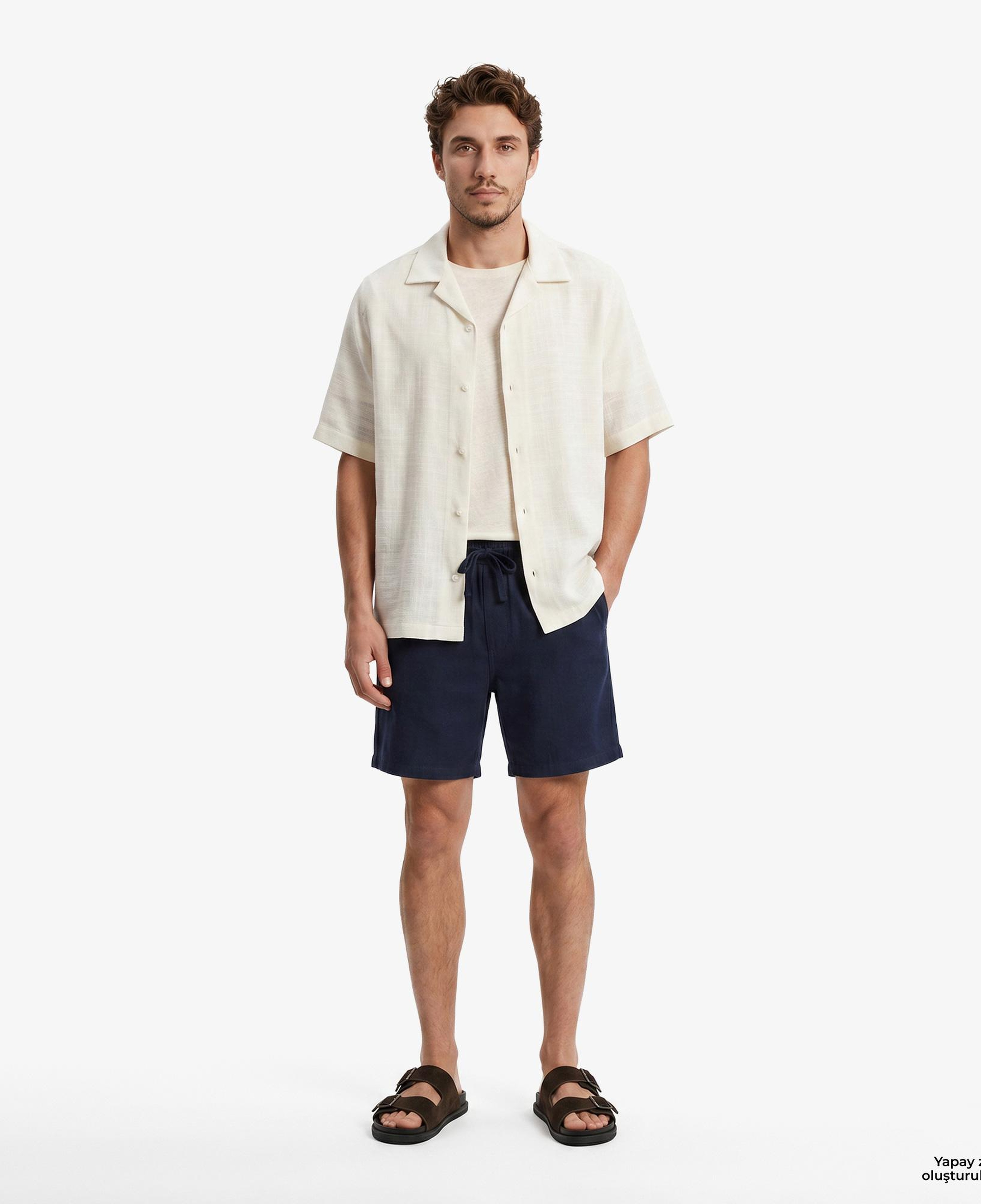 Tommy Hilfiger Beach Erkek Lacivert Keten Şort