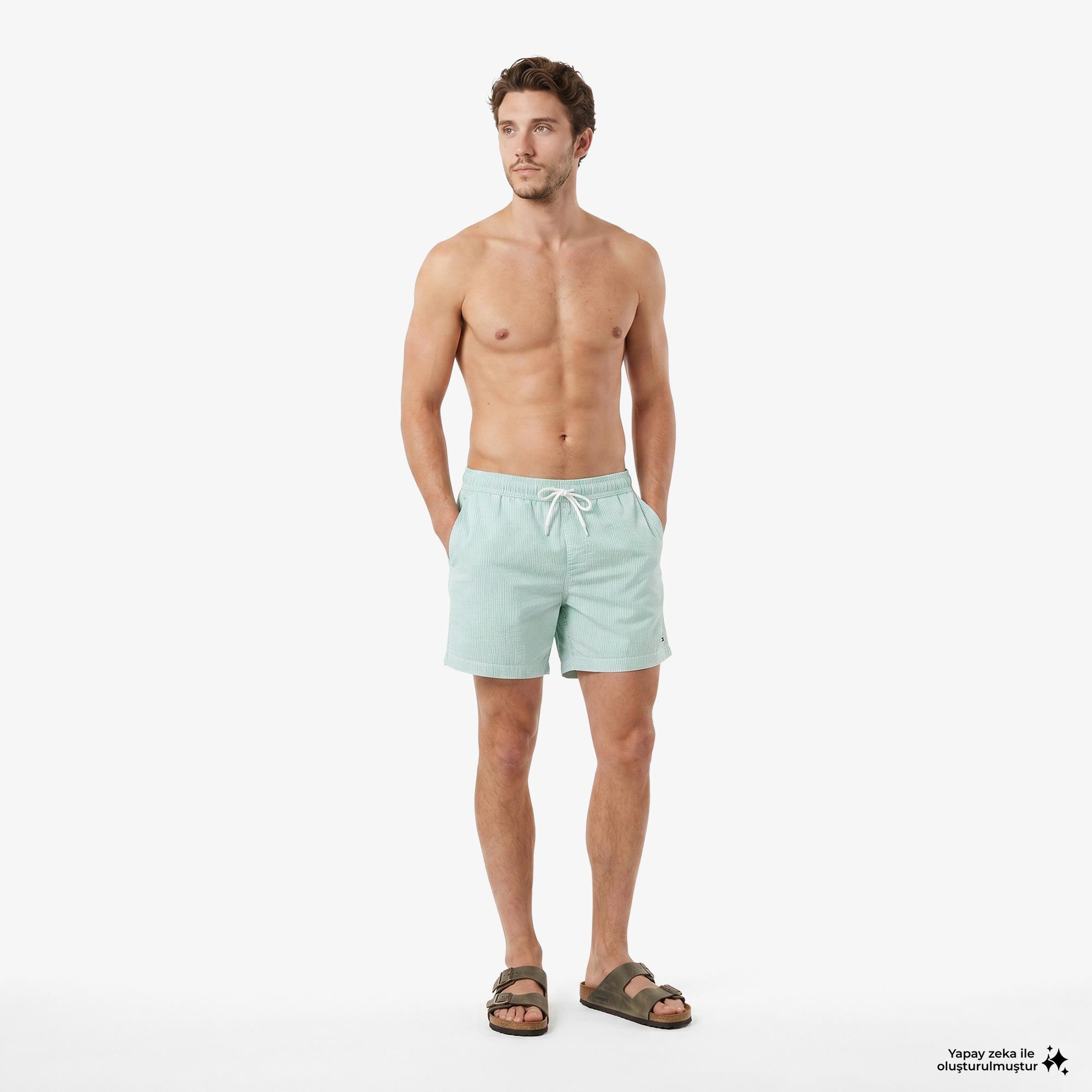 Tommy Hilfiger Essentials Erkek Yeşil Deniz Şortu