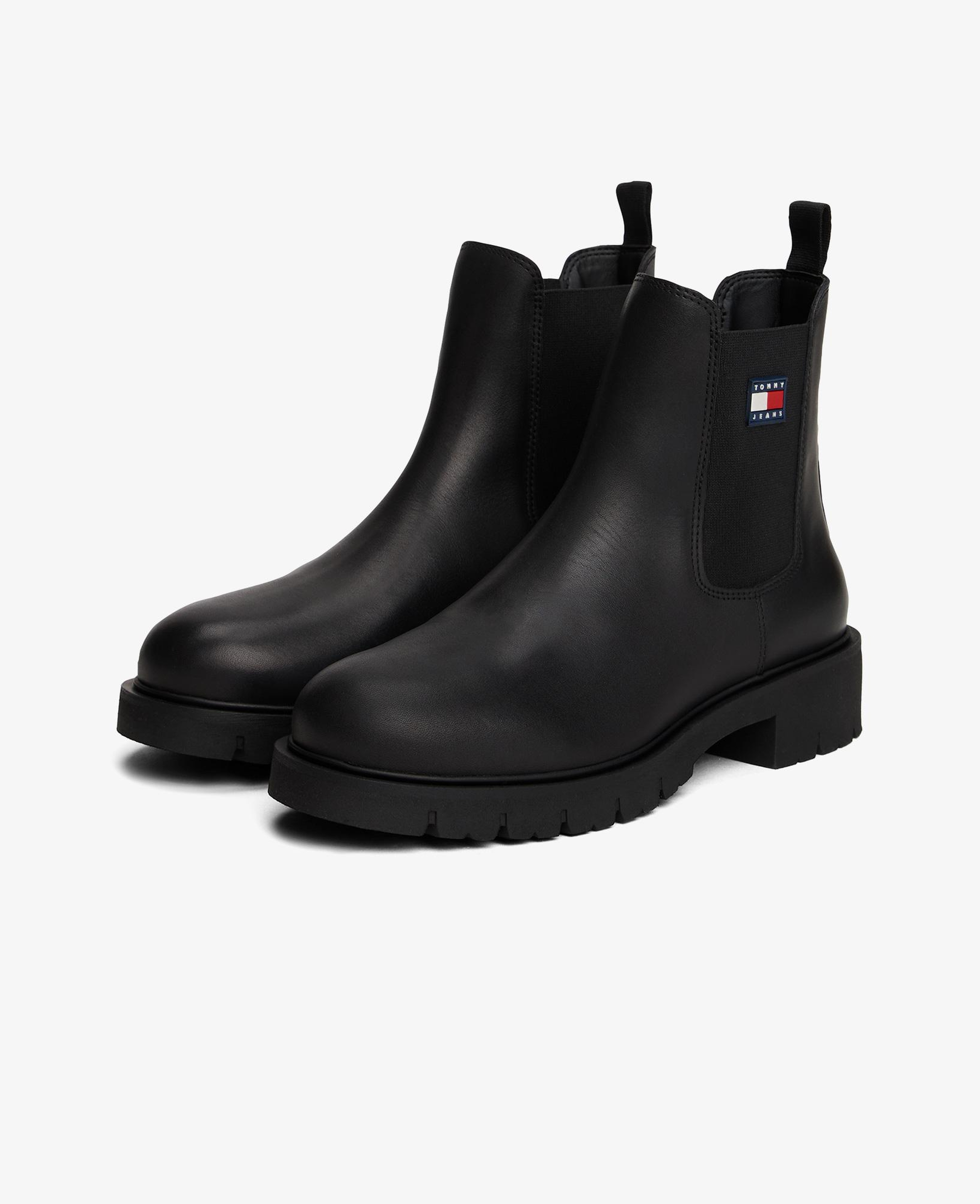 Tommy Jeans Chelsea Leather Kadın Kısa Siyah Bot