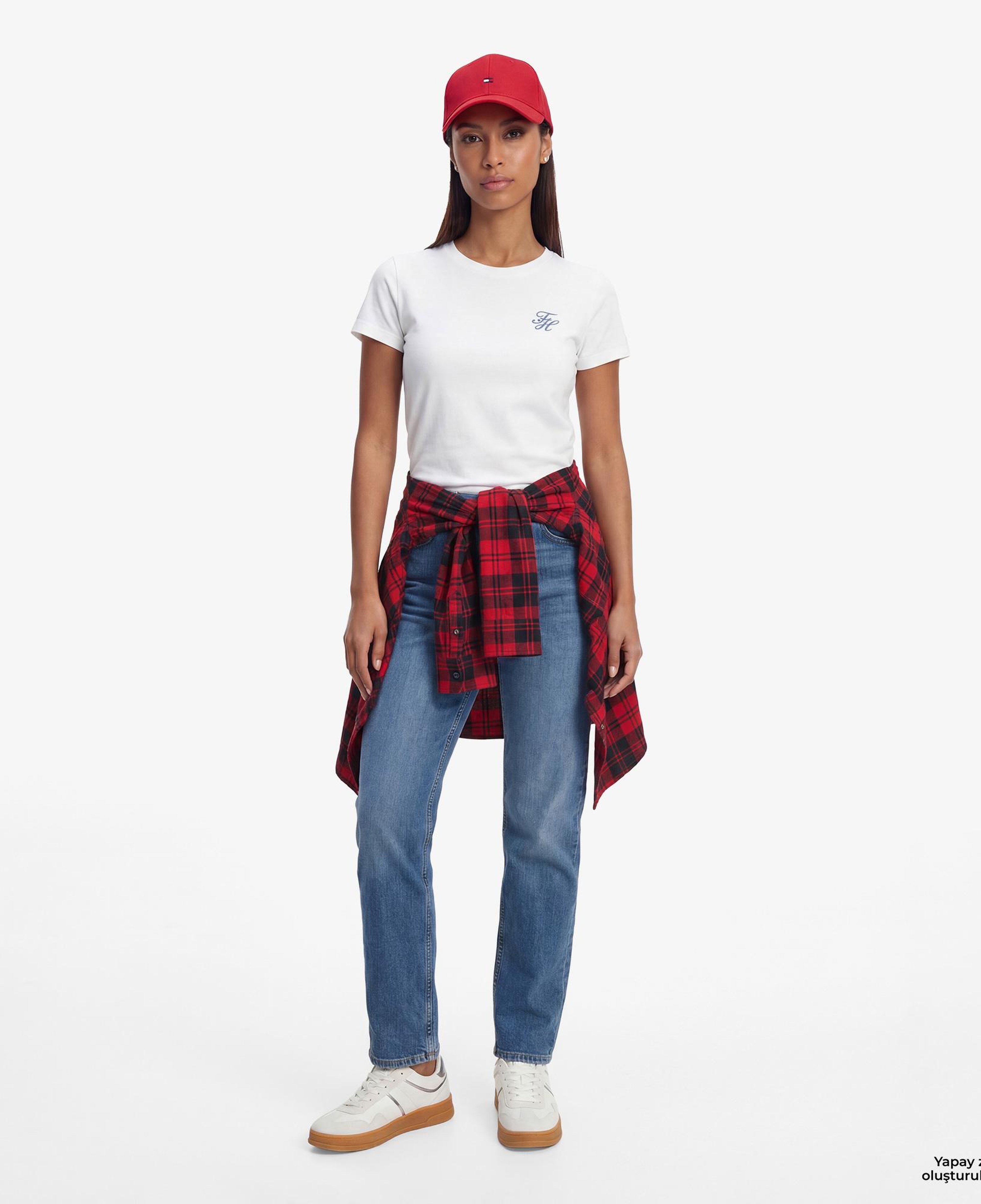Tommy Hilfiger Script Kadın Beyaz T-Shirt