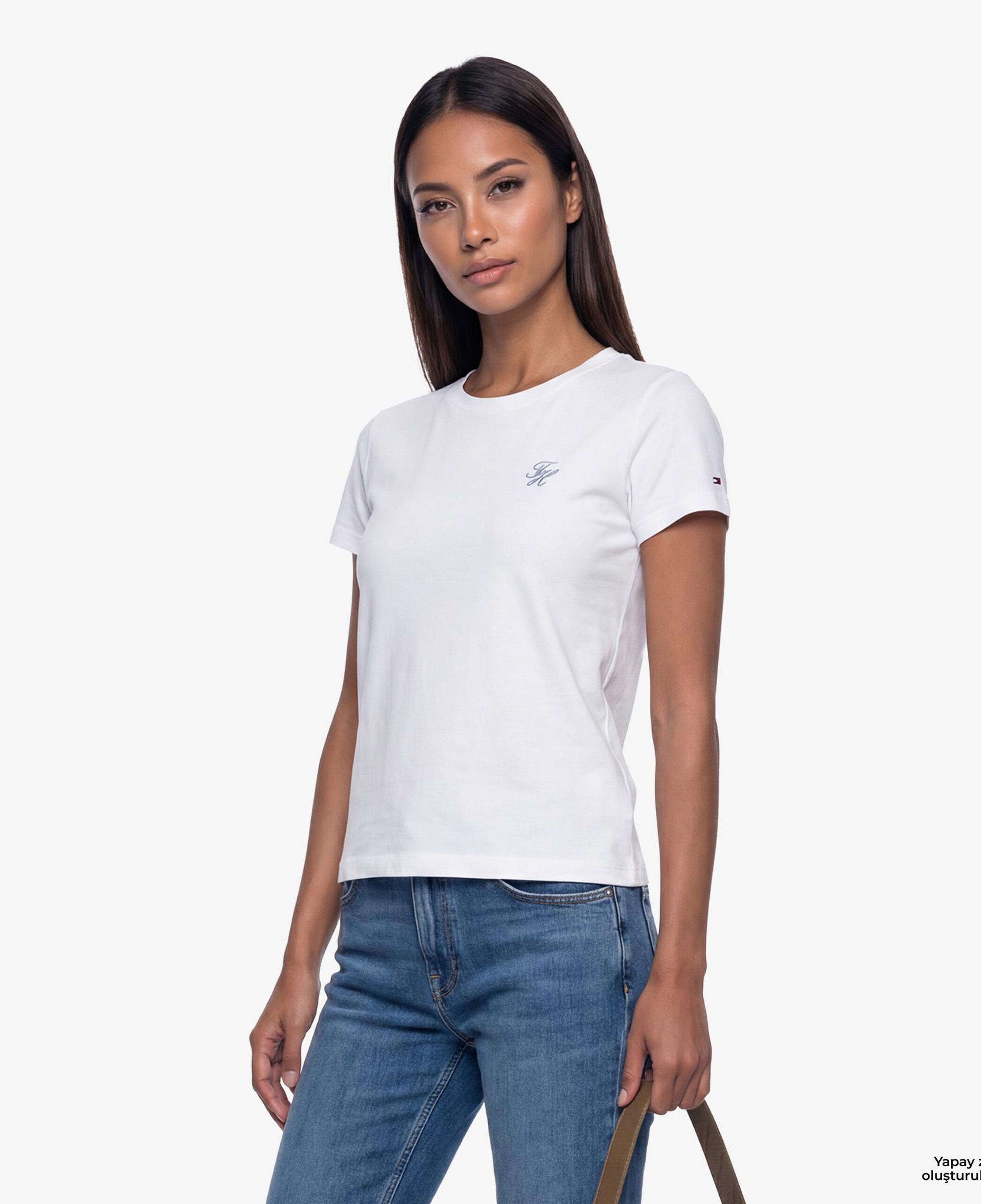 Tommy Hilfiger Script Kadın Beyaz T-Shirt