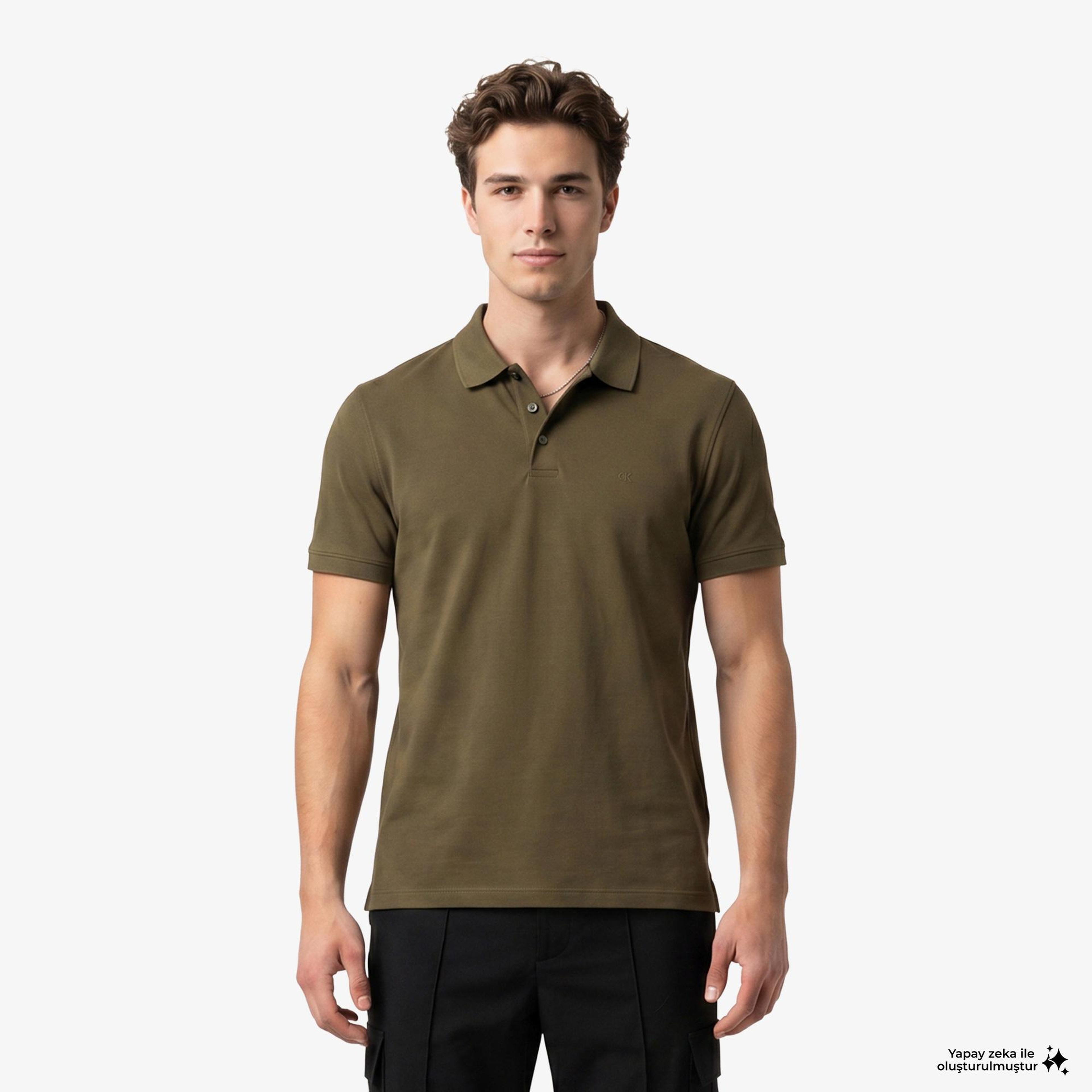 Calvin Klein Supima Chest Emb Erkek Sarı Polo