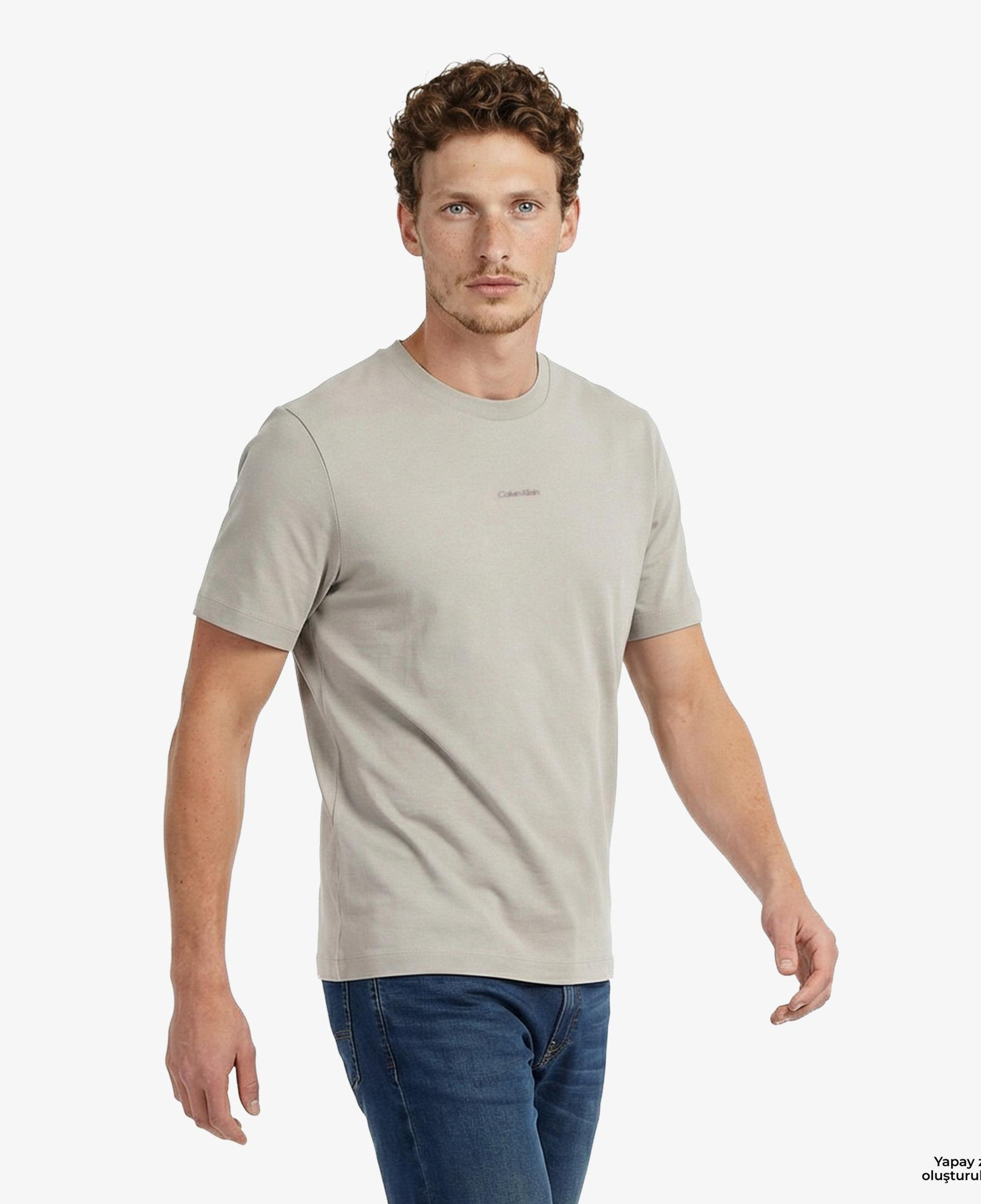 Calvin Klein Stretch Cotton Pique Nano Erkek Kahverengi T-Shirt