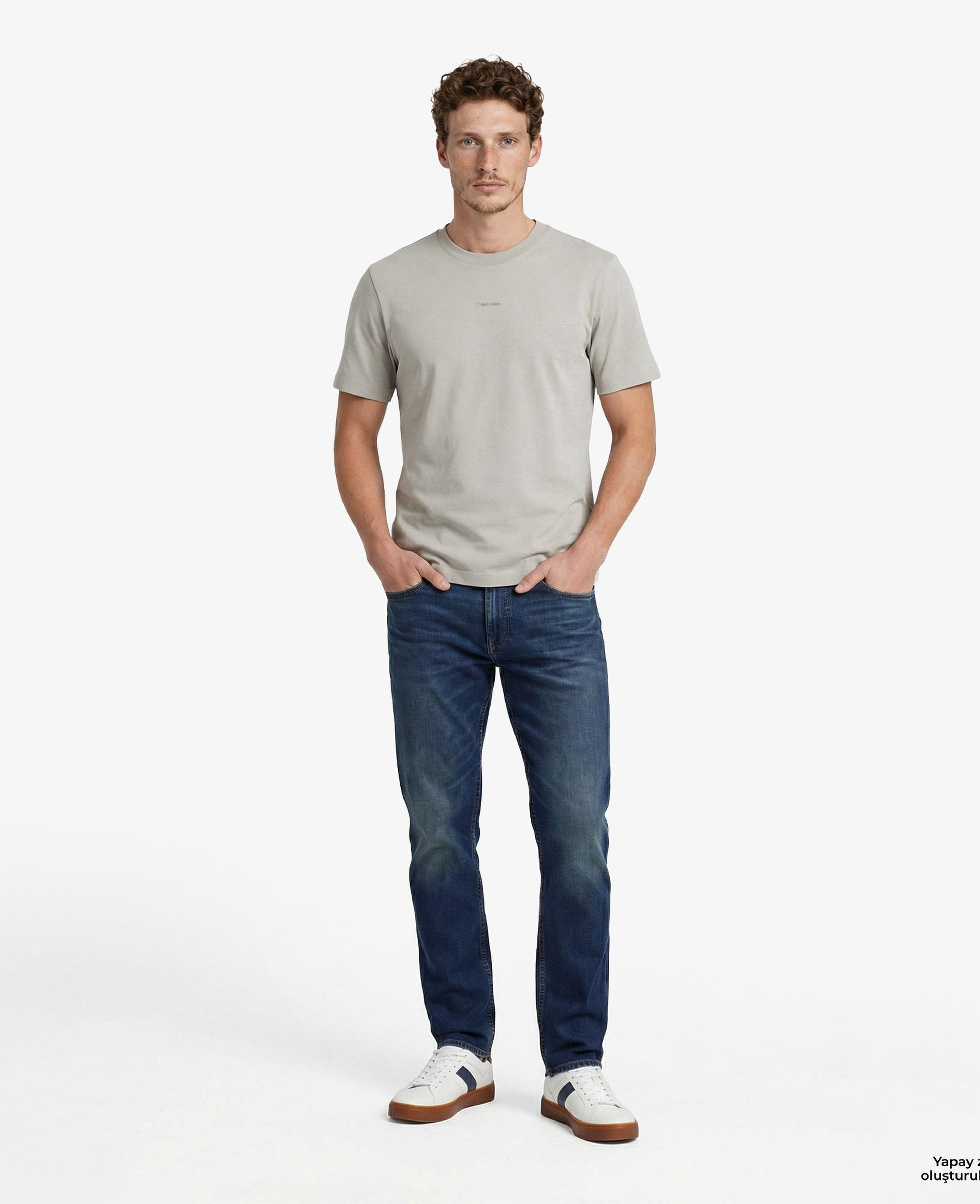 Calvin Klein Stretch Cotton Pique Nano Erkek Kahverengi T-Shirt