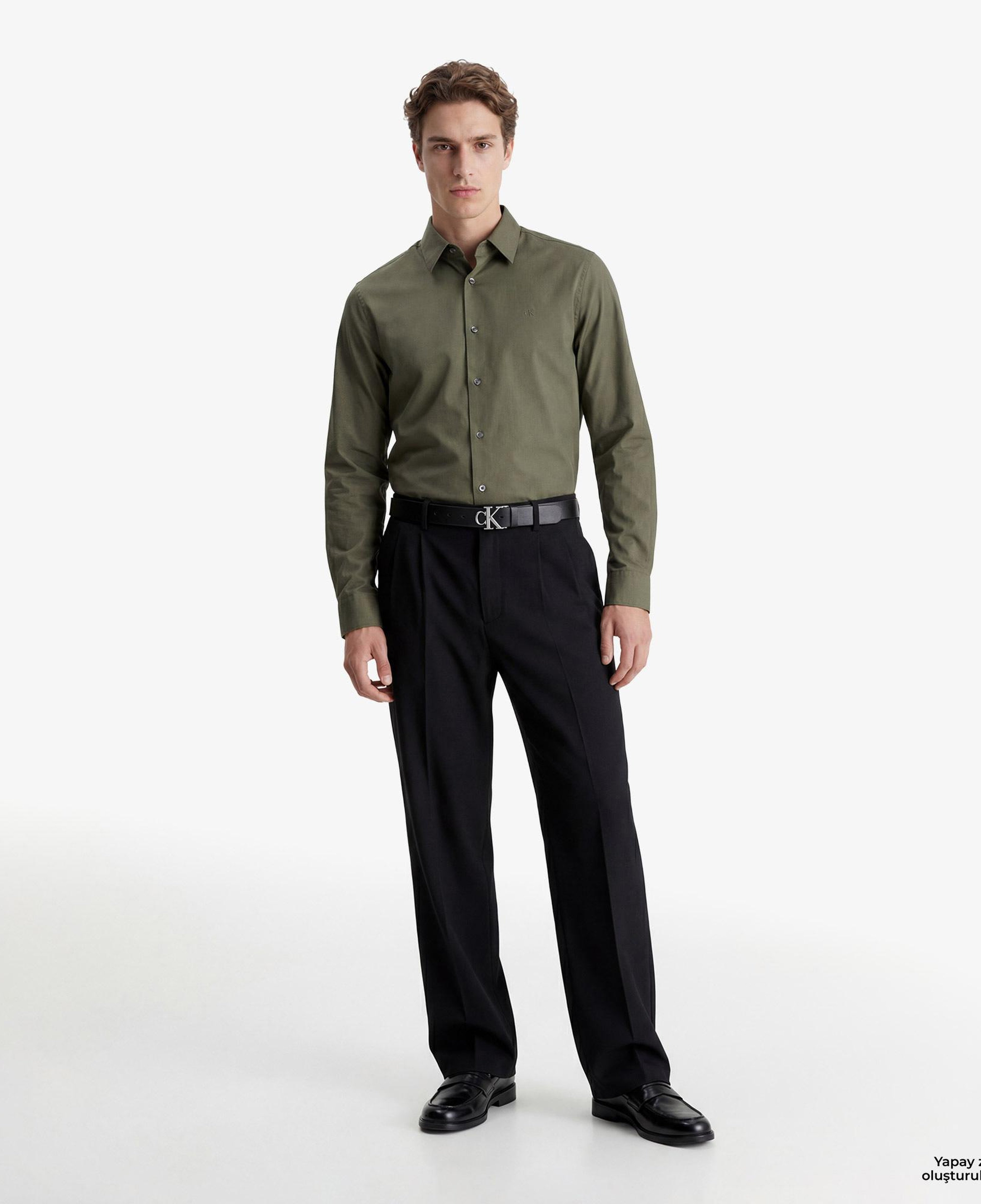 Calvin Klein Solid Stretch Classic Erkek Haki Gömlek