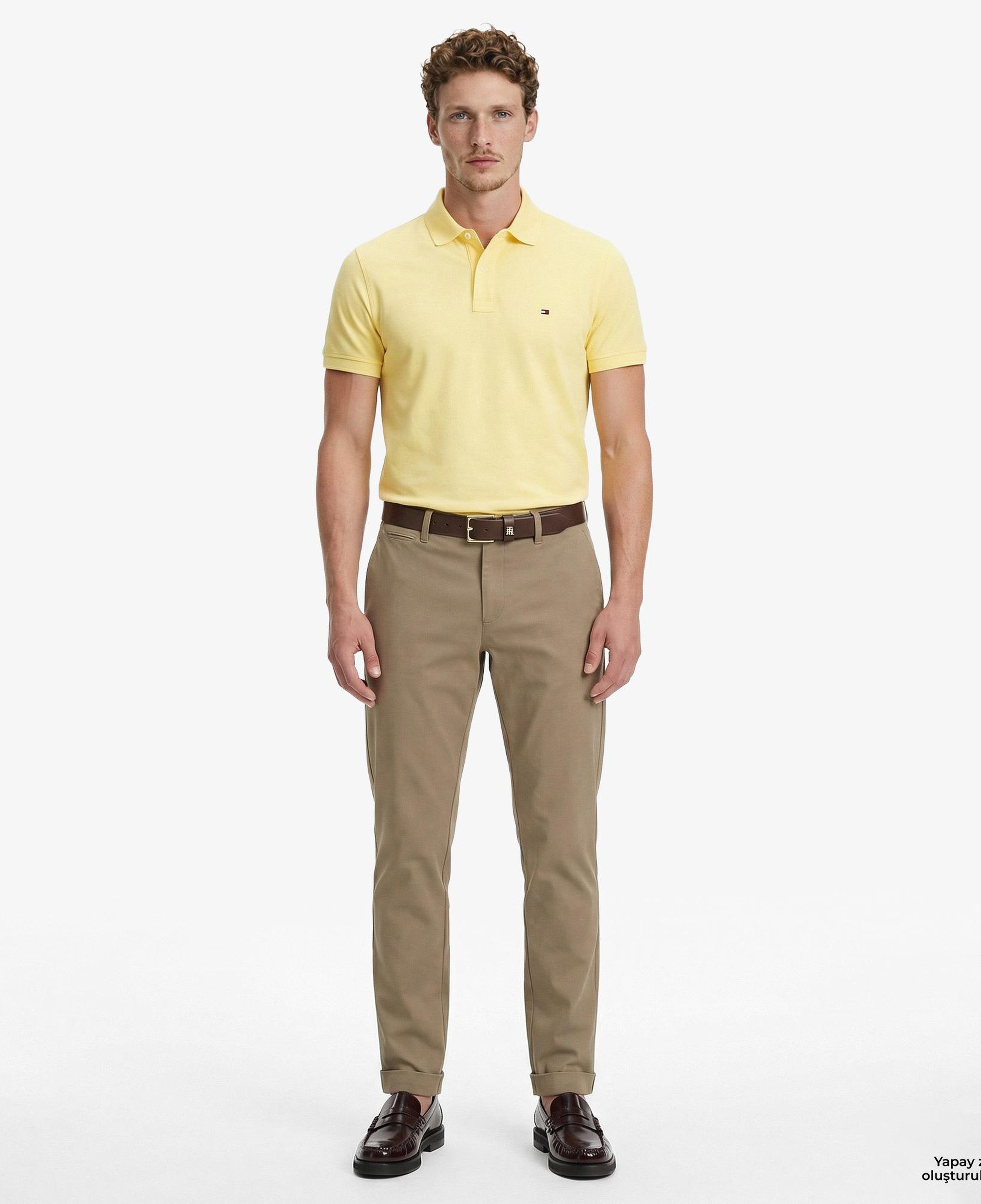 Tommy Hilfiger Core Essentials Erkek Sarı Polo Yaka T-Shirt