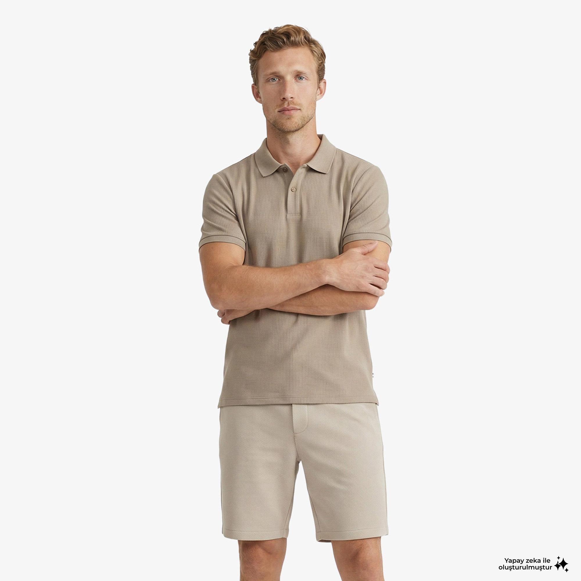 Nautica Erkek Bej Regular Fit Polo Yaka T-Shirt