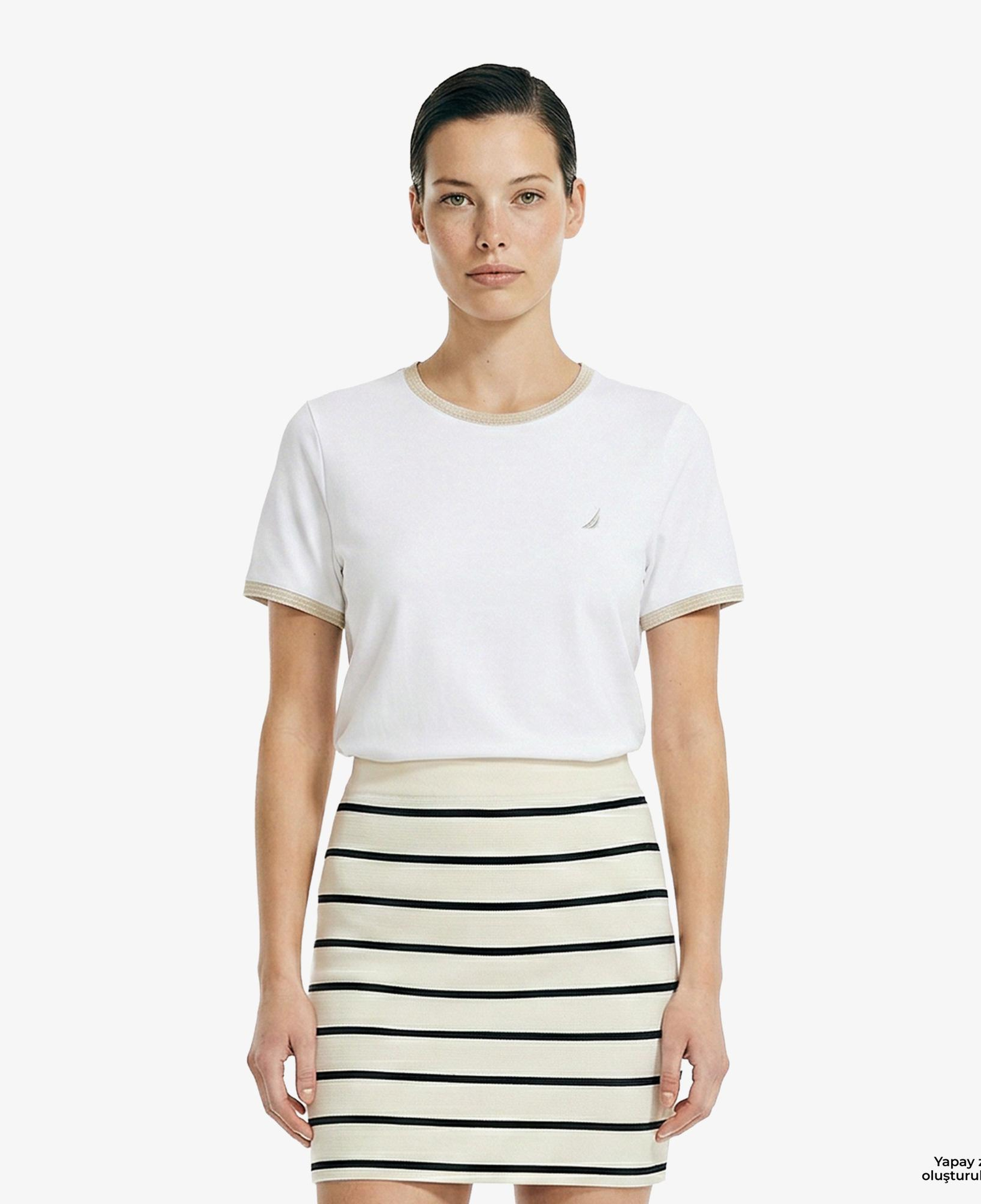 Nautica Kadın Beyaz Slim Fit T-Shirt