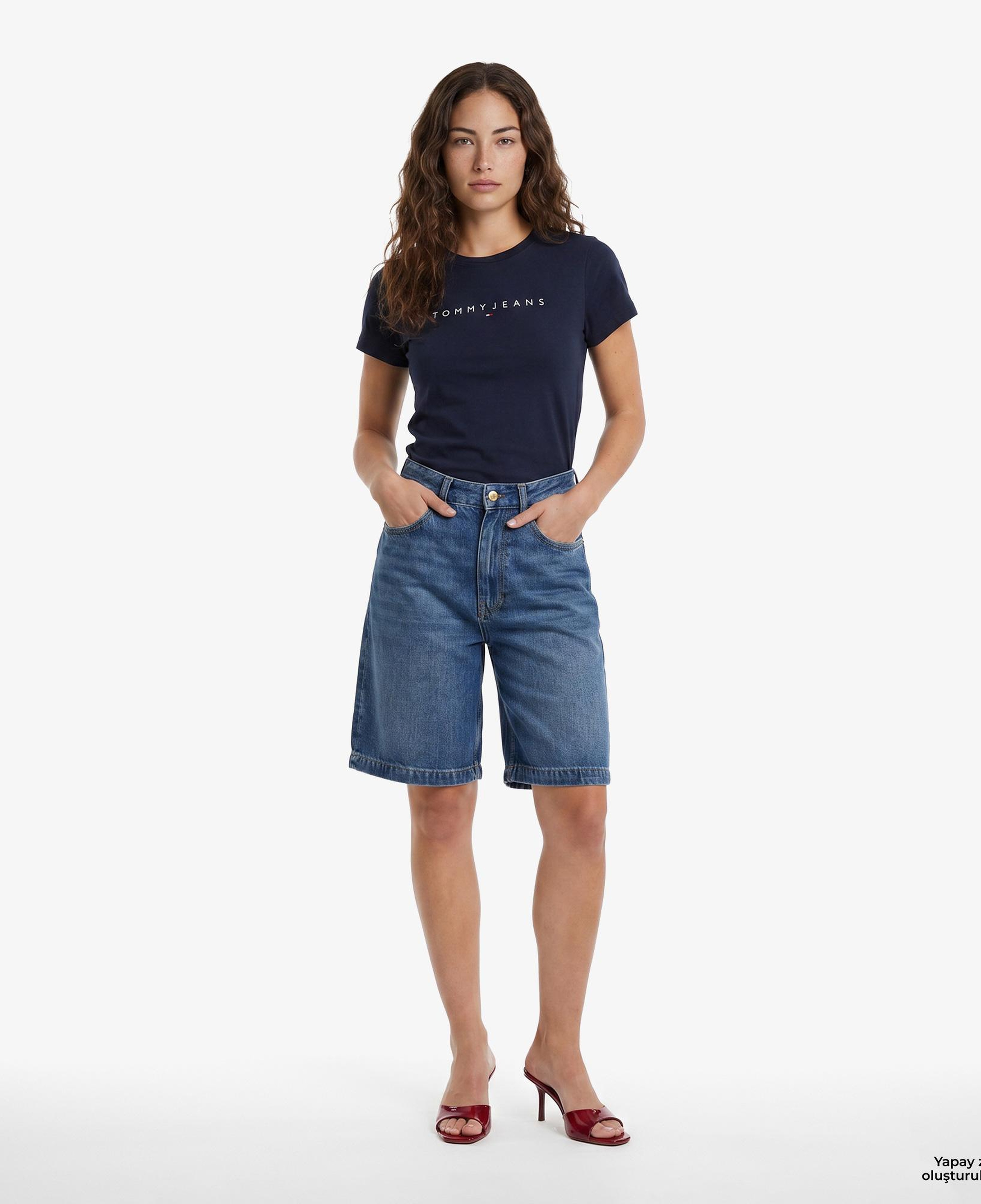 Tommy Hilfiger Linear Kadın Lacivert T-Shirt