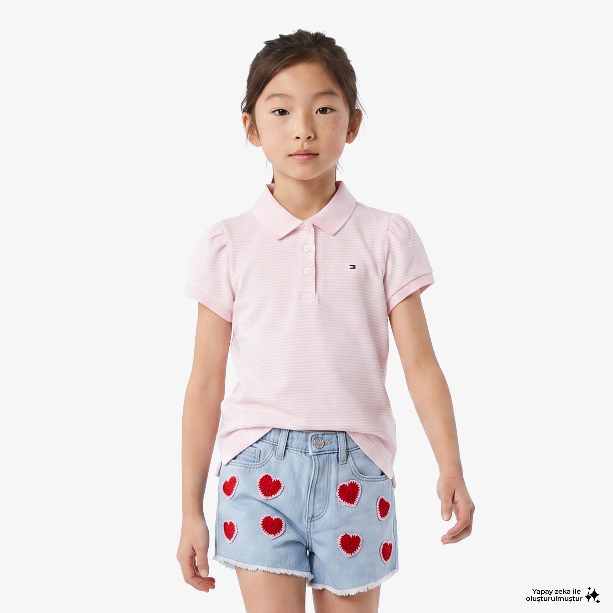 Tommy Hilfiger Little Çocuk Pembe Polo Yaka T-Shirt