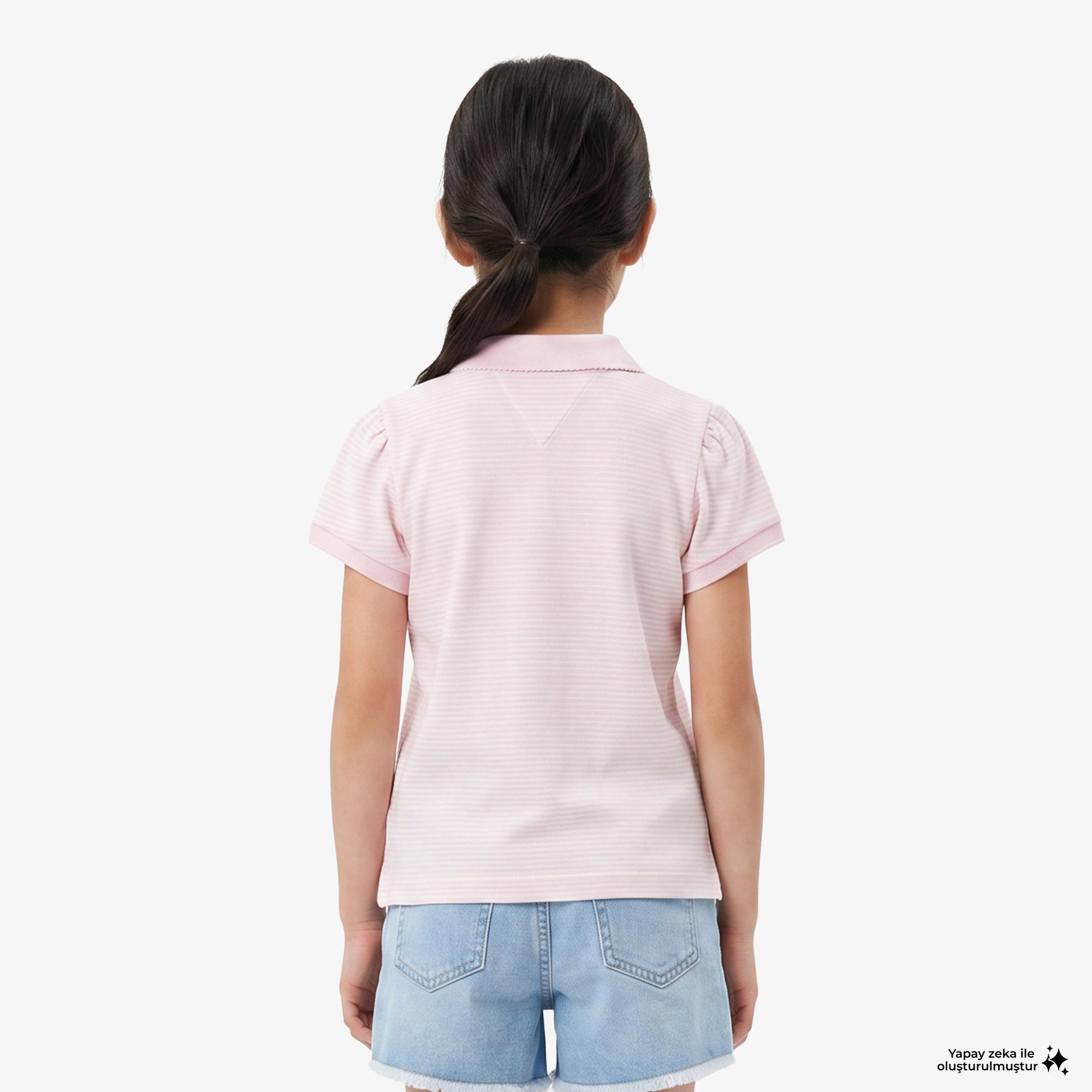 Tommy Hilfiger Little Çocuk Pembe Polo Yaka T-Shirt