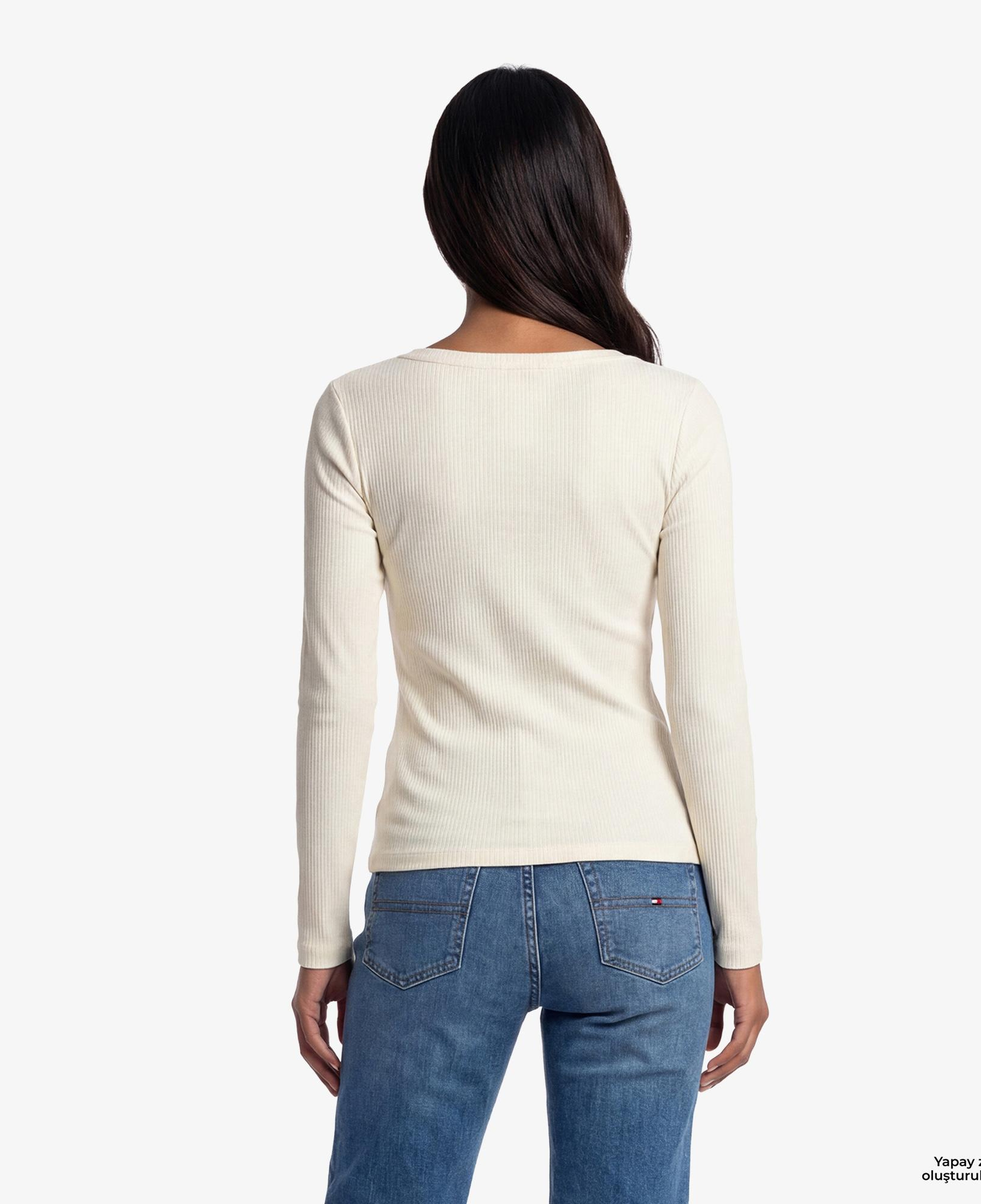 Tommy Hilfiger Kadın Bej Uzun Kollu T-Shirt