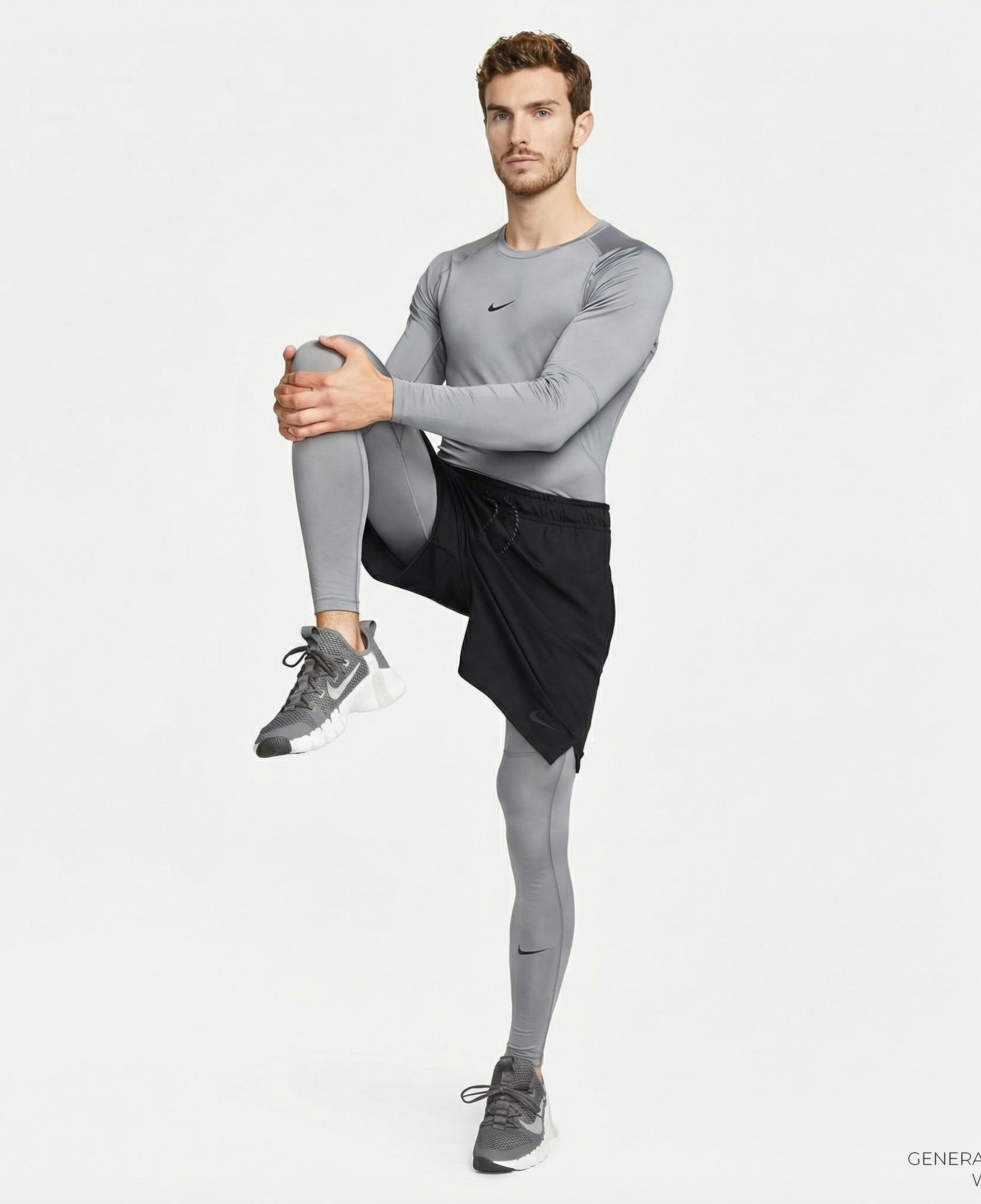 Nike Pro Dri-Fit Top Erkek Gri Uzun Kollu Tişört