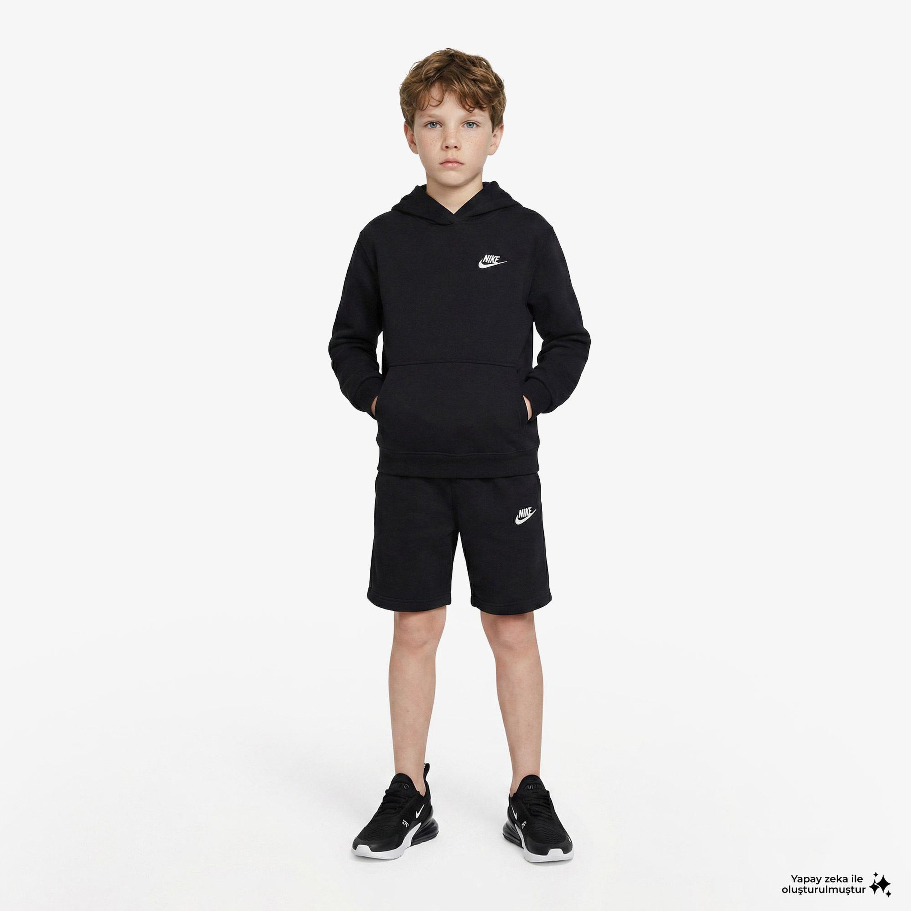 Nike Sportswear Club Fleece Çocuk Siyah Kapüşonlu Hoodie
