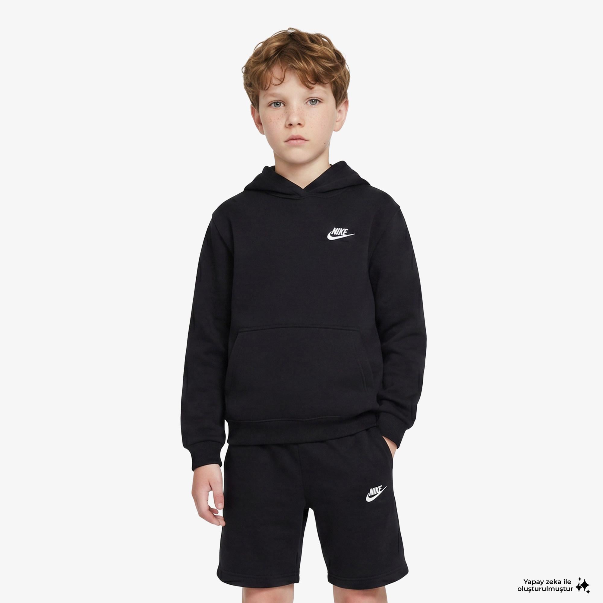 Nike Sportswear Club Fleece Çocuk Siyah Kapüşonlu Hoodie