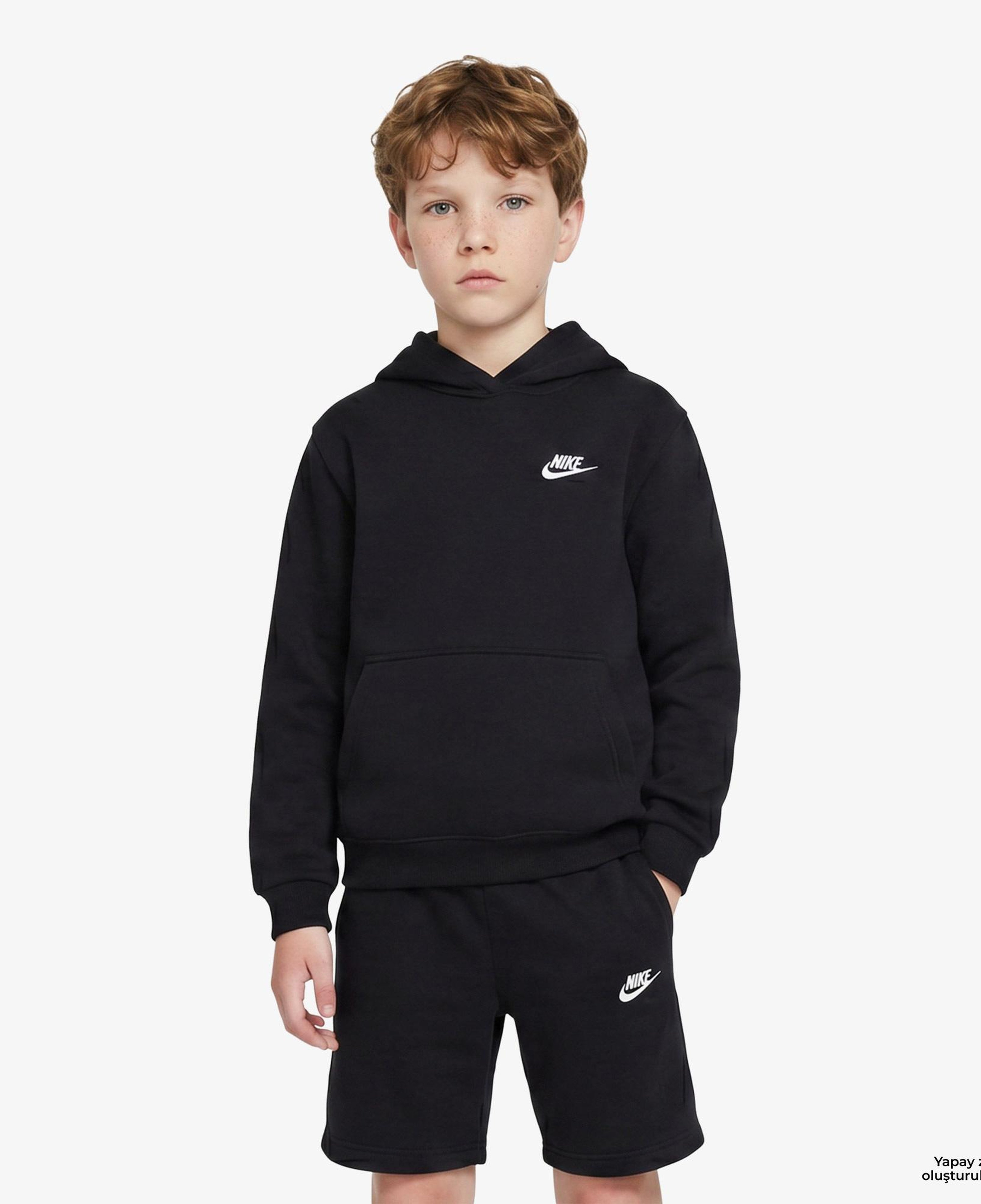 Nike Sportswear Club Fleece Çocuk Siyah Kapüşonlu Hoodie