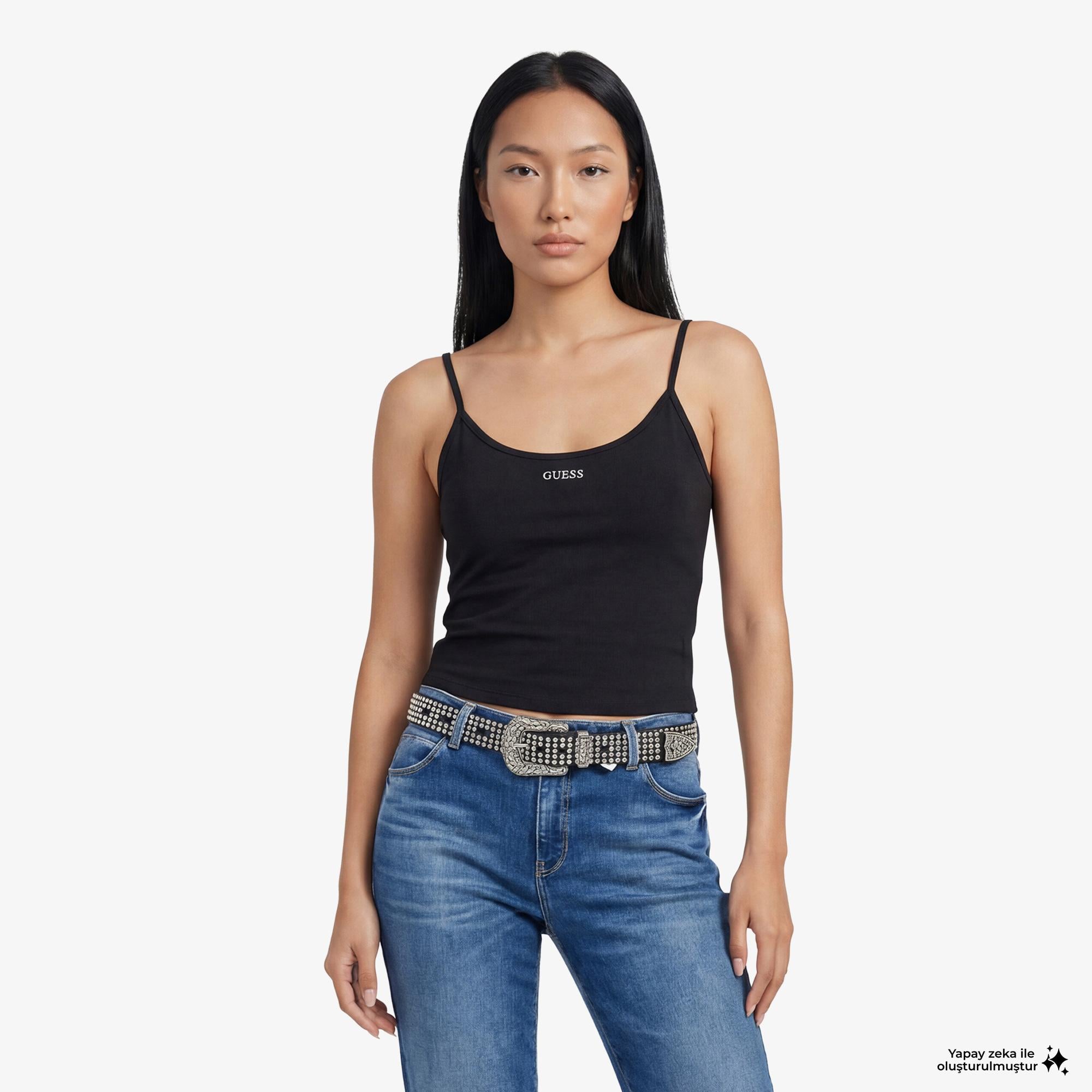 Guess Margot Aktif Kadın Siyah T-Shirt