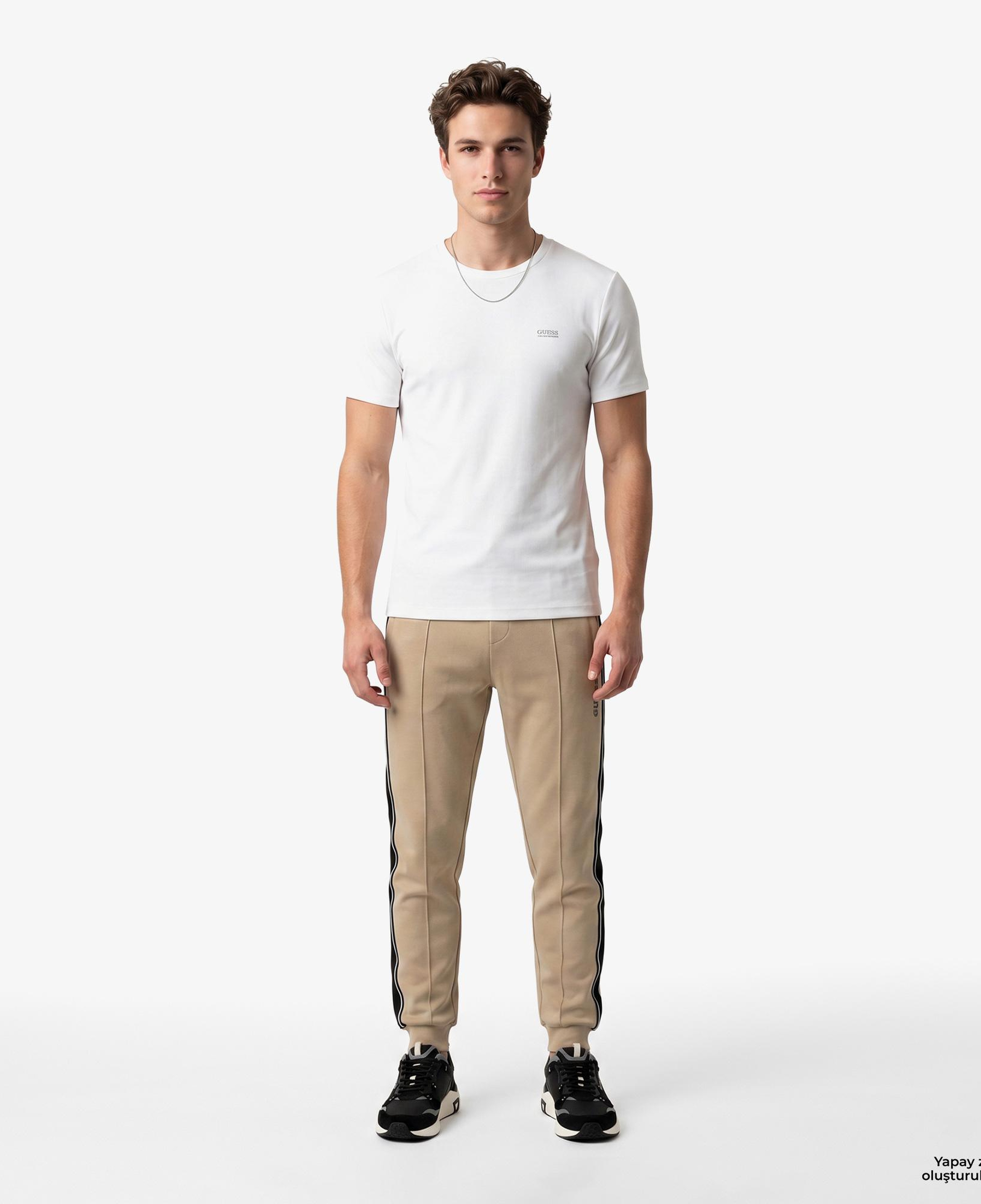 Guess Waffle Slim Fit Erkek Beyaz T-Shirt