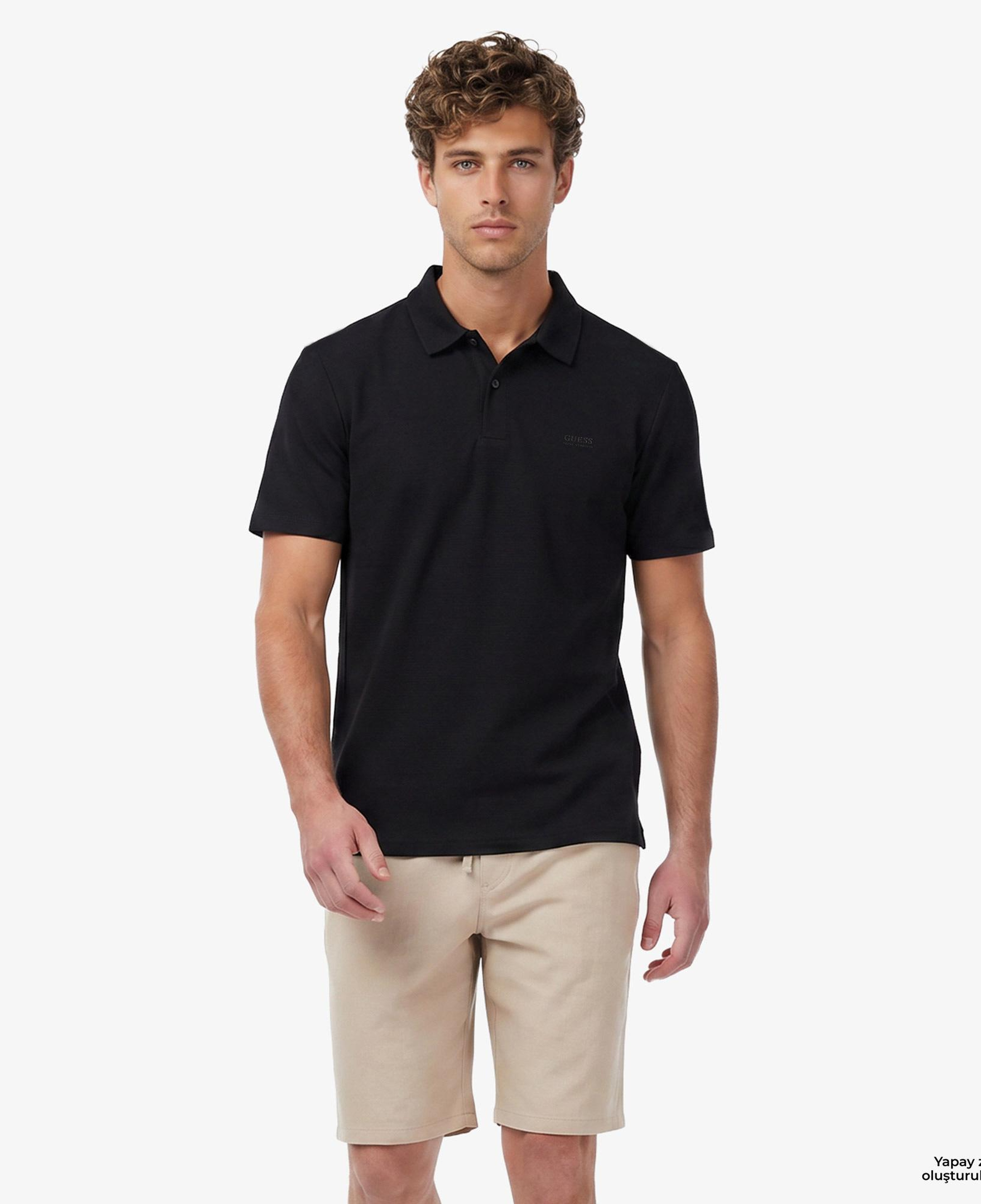 Guess Tech Slim Fit Erkek Siyah Polo