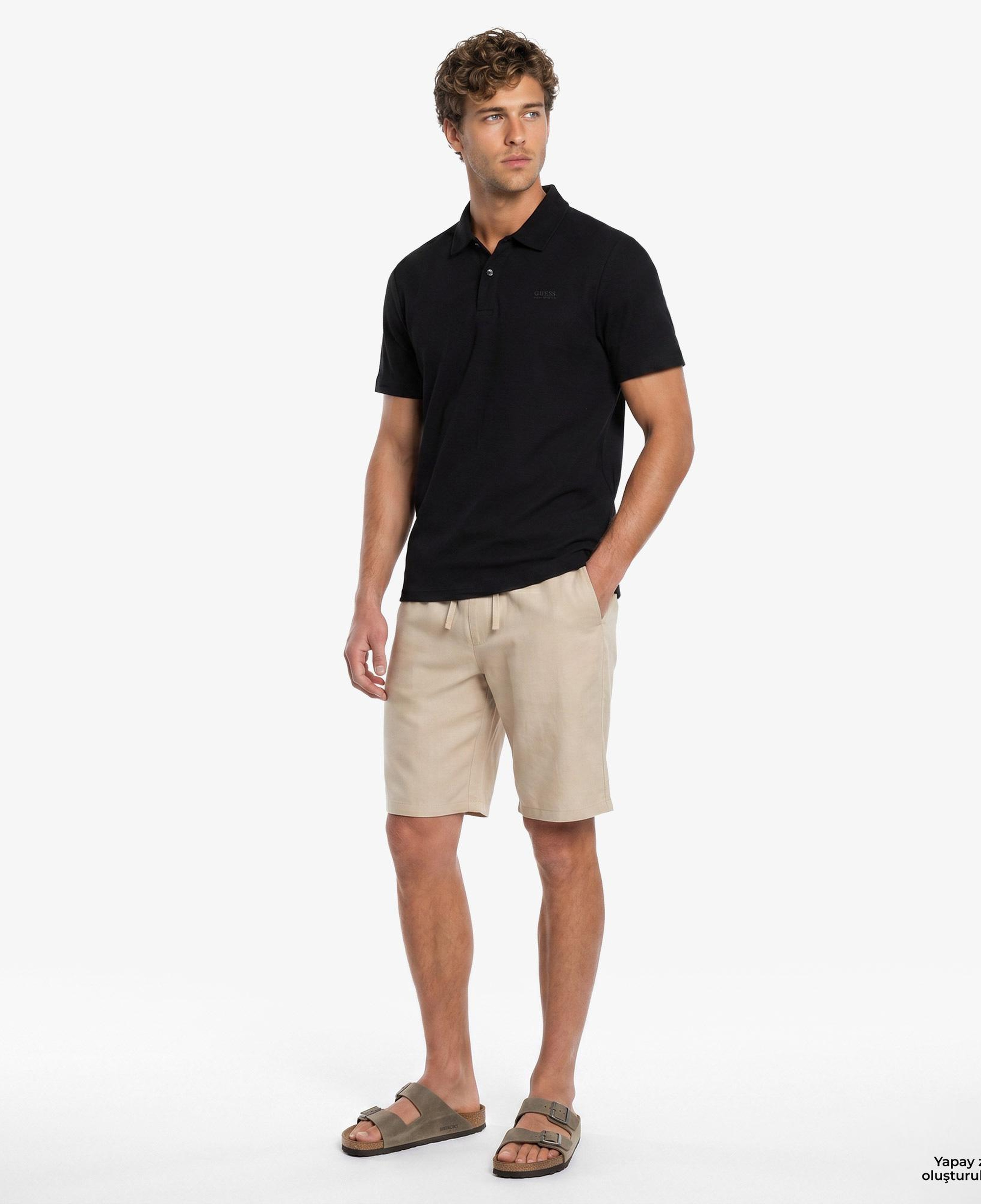 Guess Tech Slim Fit Erkek Siyah Polo