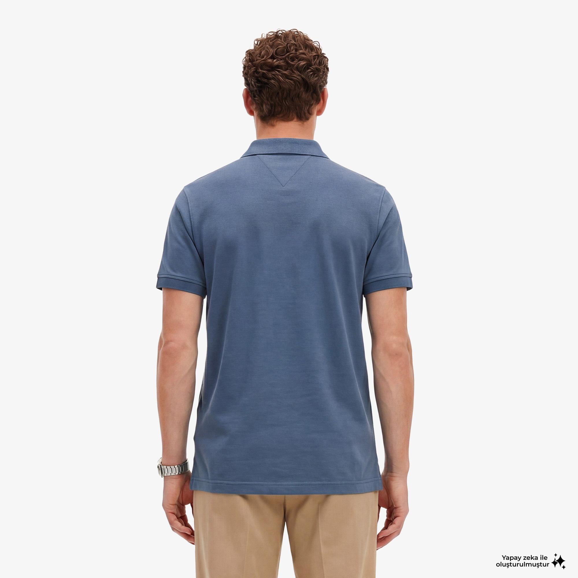 Tommy Hilfiger Elevated Essentials Erkek Mavi Polo Yaka T-Shirt